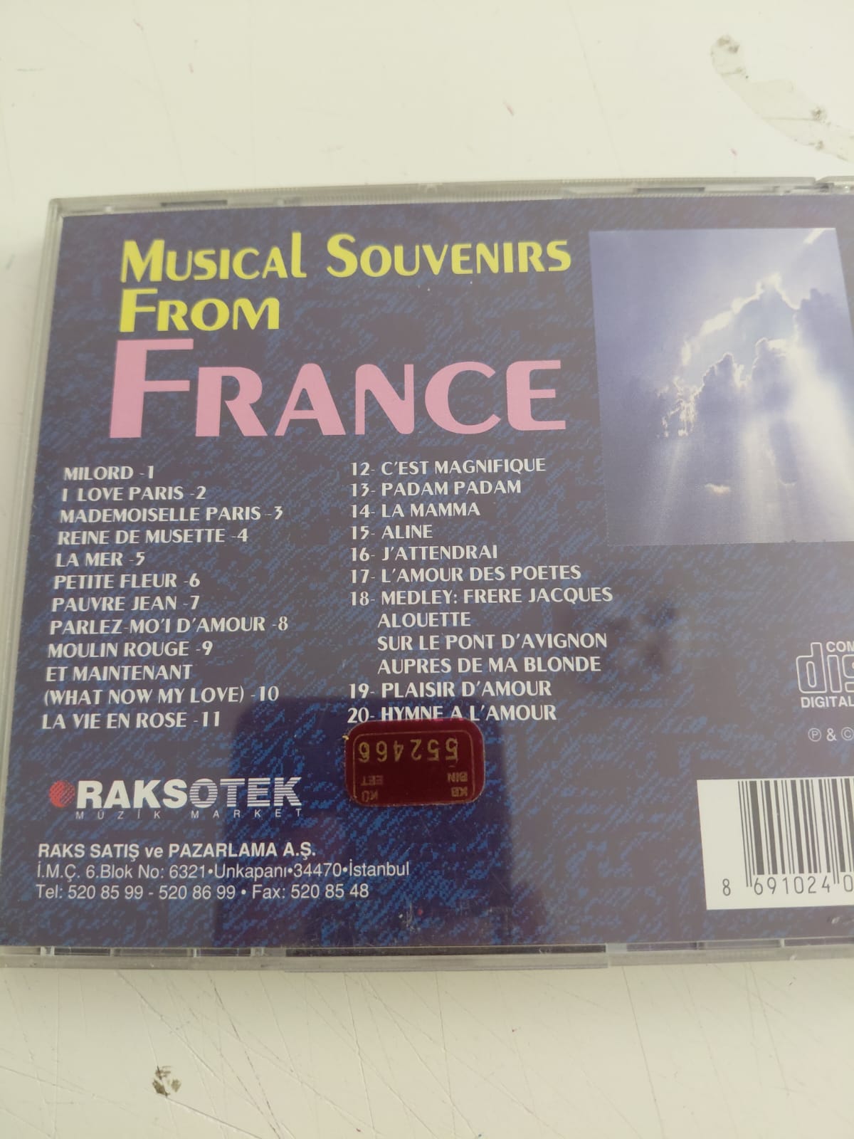 Musical Souvenirs From FRANCE -  Türkiye Basım - CD Albüm-2.el