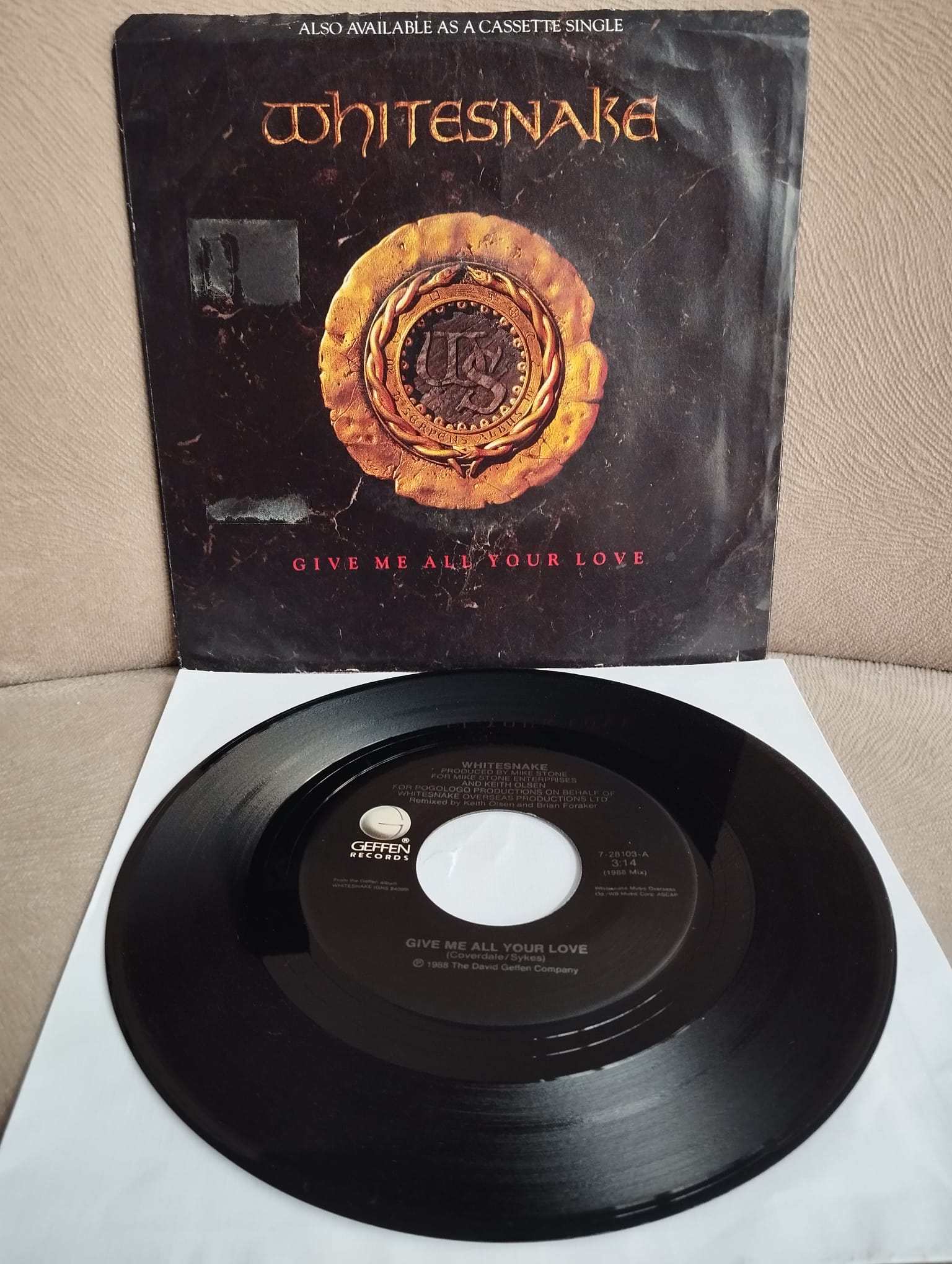 Whitesnake – Give Me All Your Love - 1988 Amerika Basım 45 lik Plak- 2. El