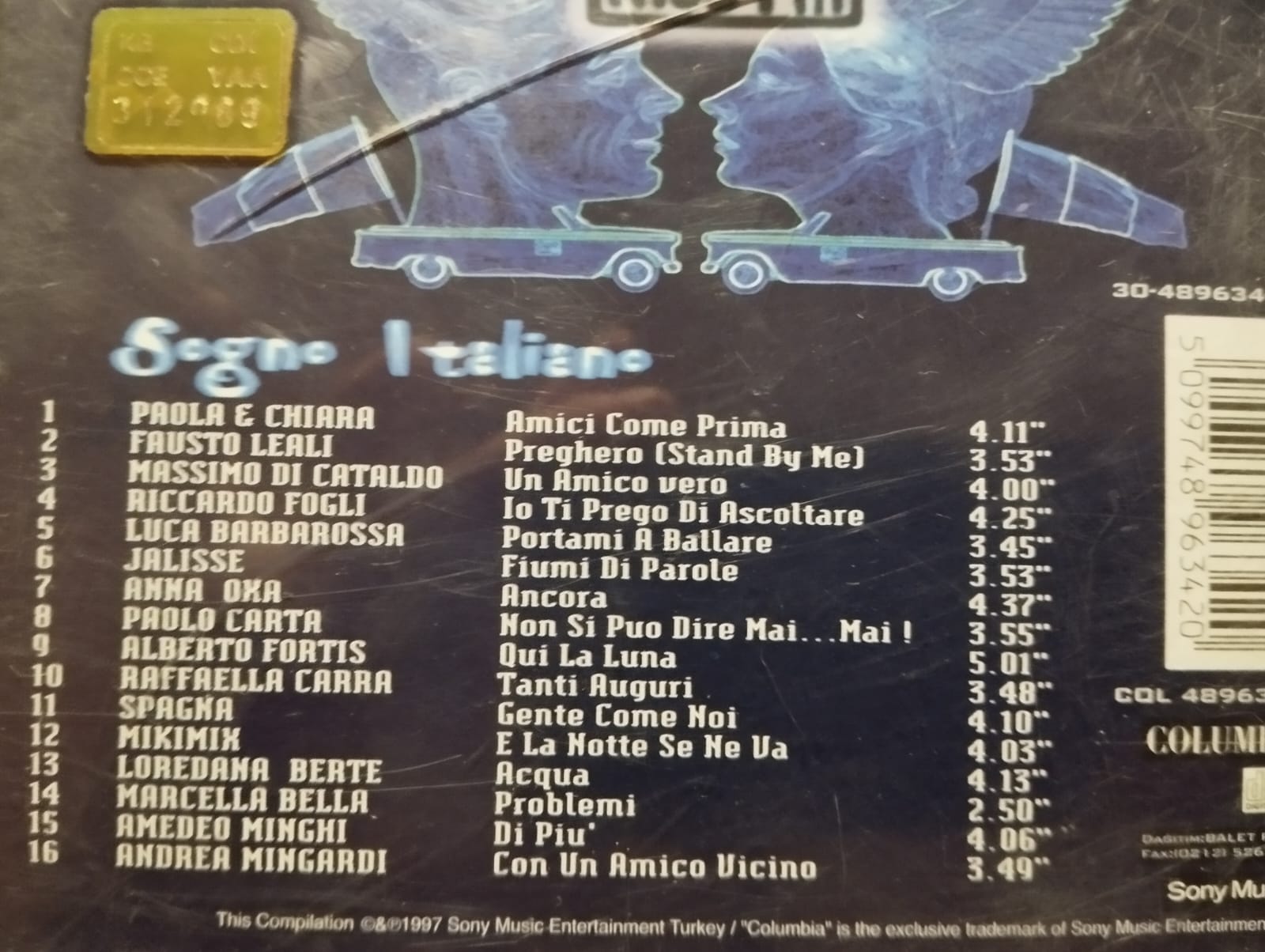 Sogno Italiano / 16Super Italian Hits - 1997 Türkiye Basım 2. El CD Albüm
