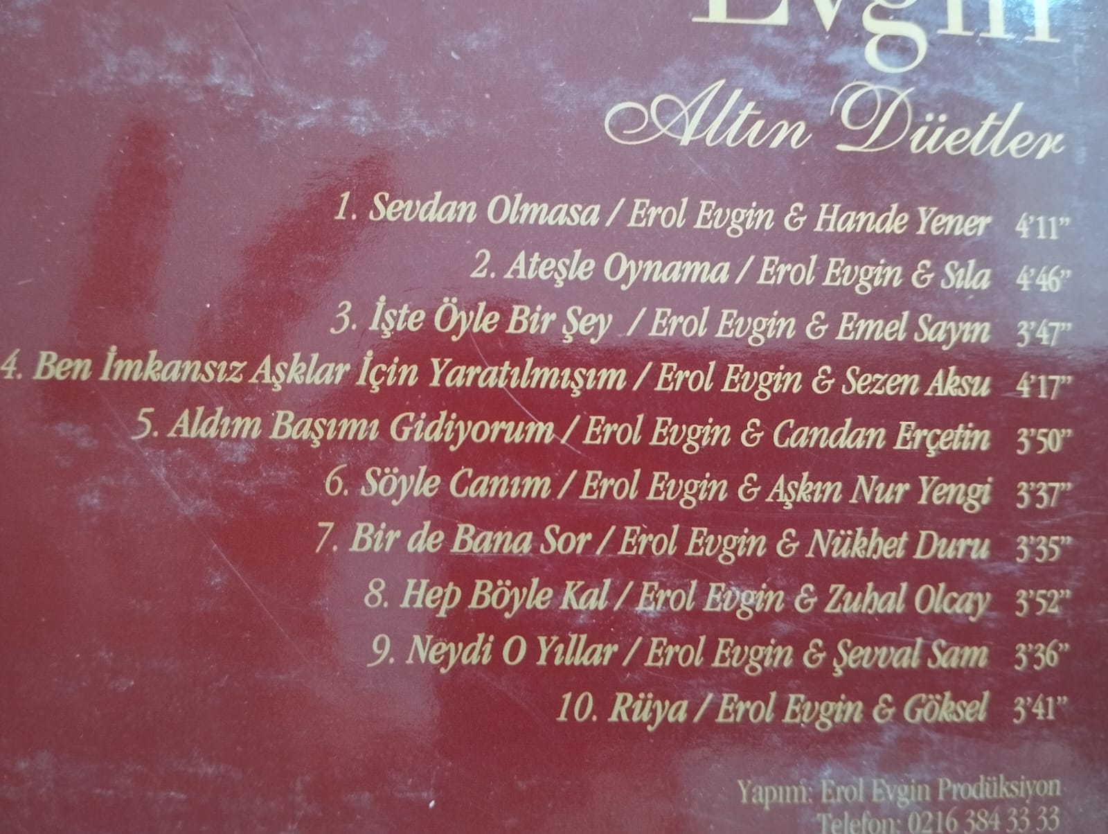 Erol Evgin ‎– Altın Düetler -  2016 Türkiye Basım 2. El CD Albüm+Kitapçık