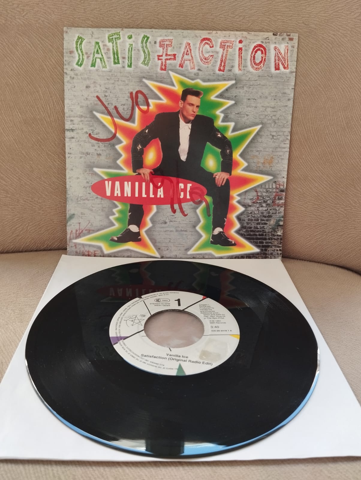 Vanilla Ice – Satisfaction - 1991 Almanya Basım 45 LİK PLAK-2.EL