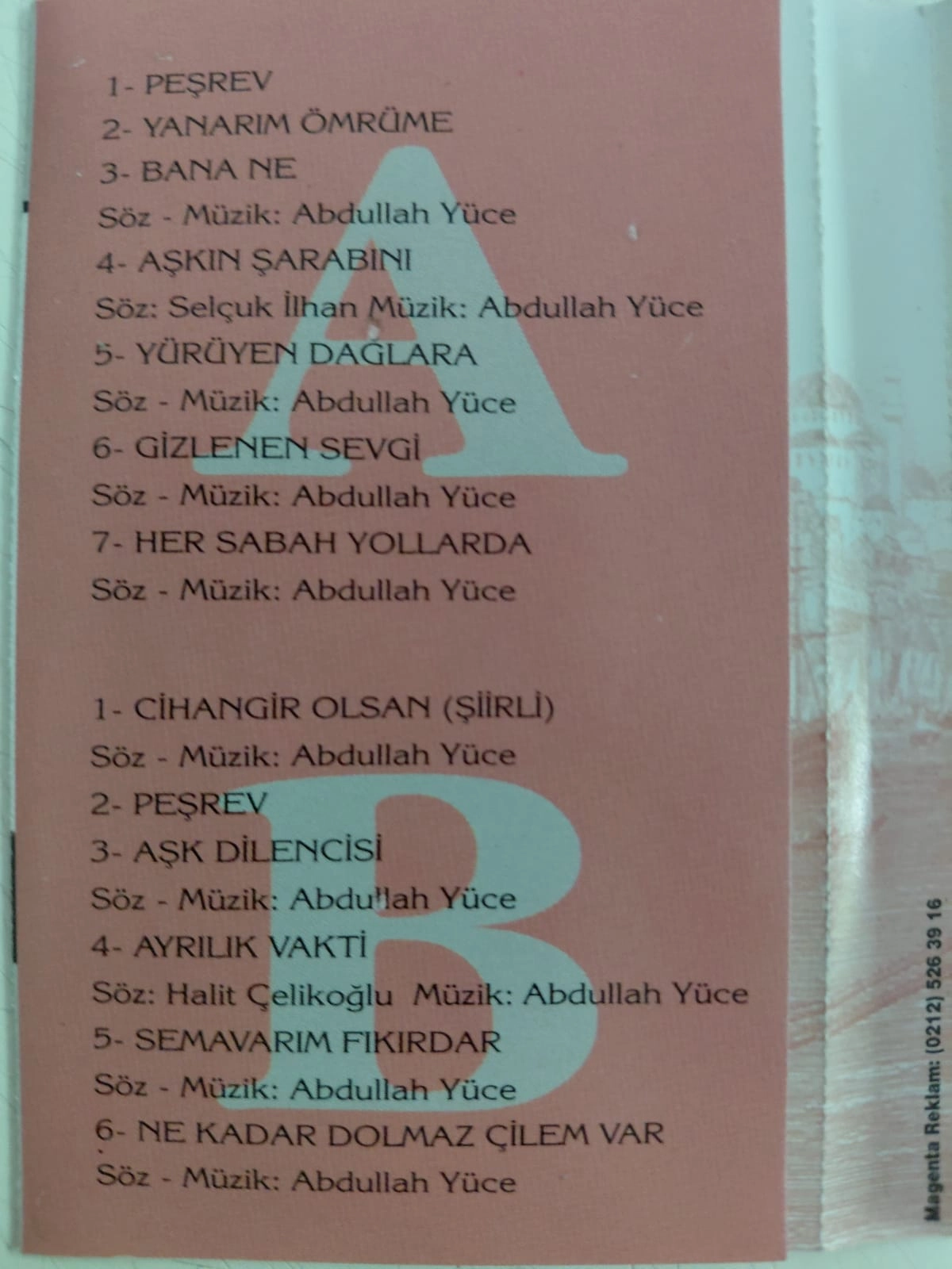 Abdullah Yüce  –  Şarap Gibi -  1989 Türkiye Basım Kaset-2.el