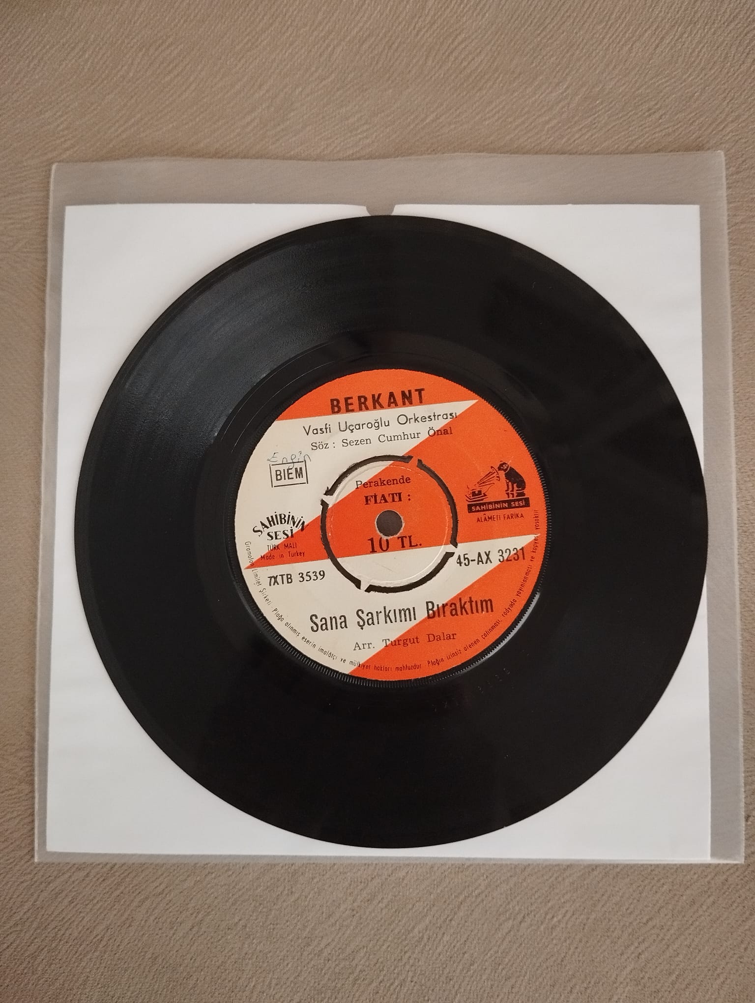 Berkant – Sana Şarkımı Bıraktım - 1968 Türkiye Basım  45lik Plak-2.el