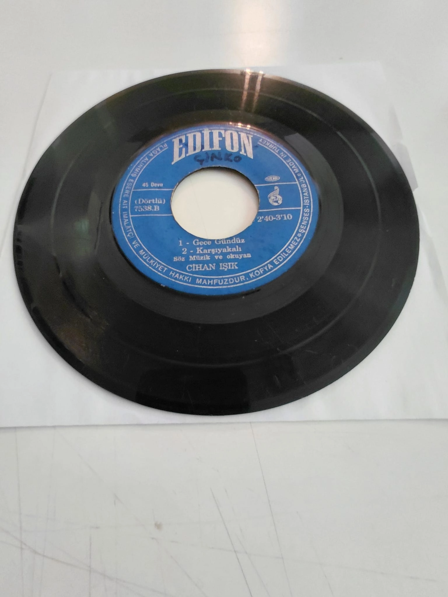 Cihan Işık  – Gözleri Güzel / Halime / Karşıyakalı - Türkiye Dönem  Basım EP Plak /Kapaksız-2.el
