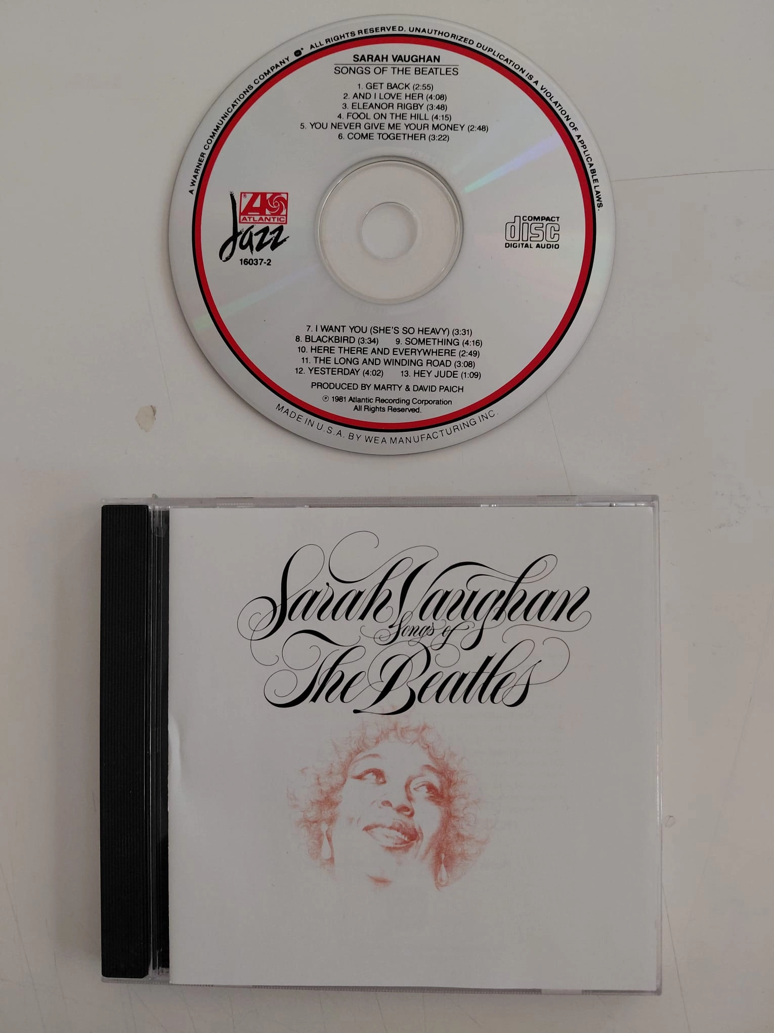 Sarah Vaughan  – Songs Of The Beatles – 1990  USA  Basım - CD Albüm-2.el