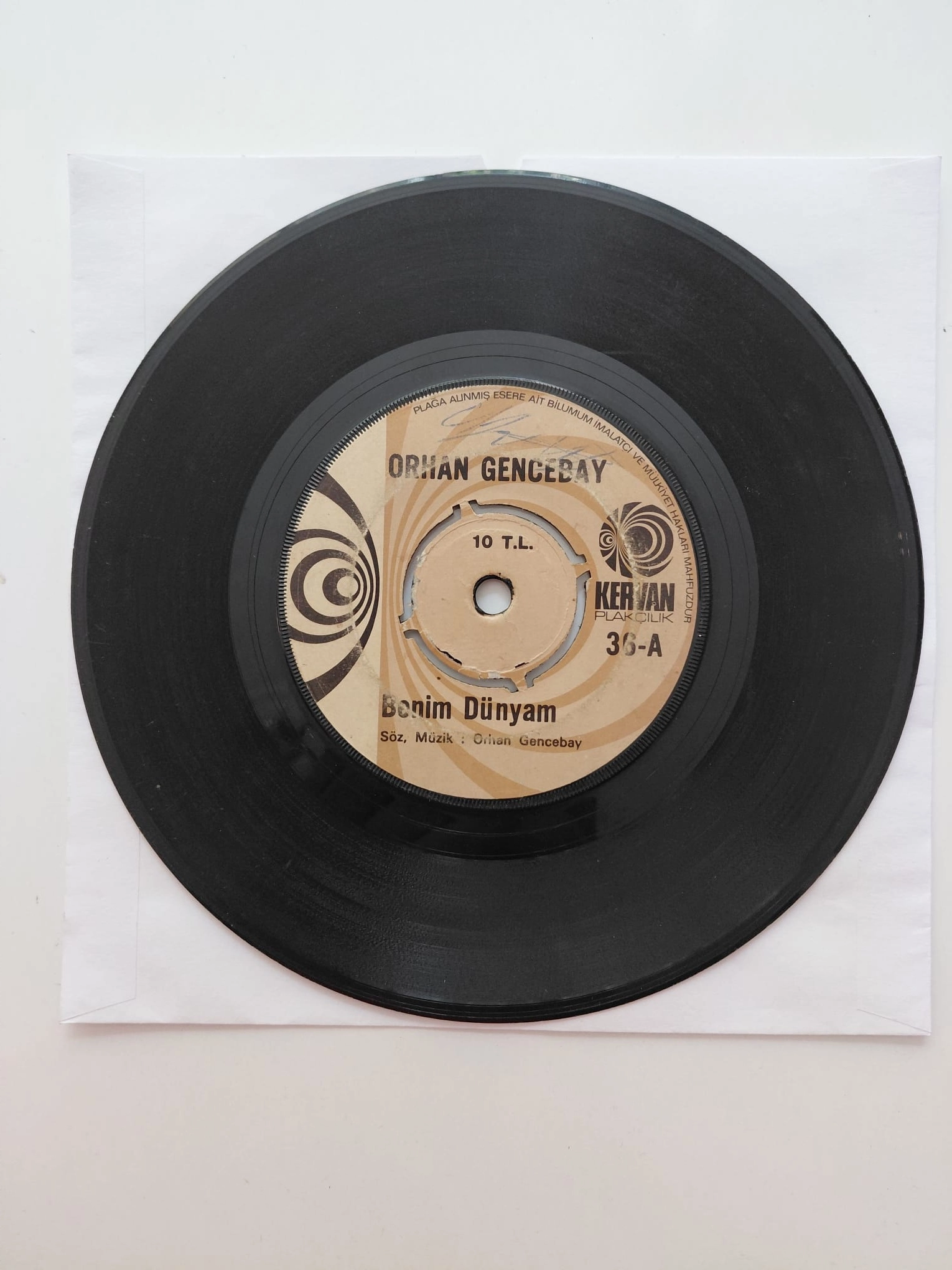 Orhan Gencebay – Benim Dünyam / Sevmiyorum Deme -  1974 Türkiye Basım  45’lik  Plak /Kapaksız