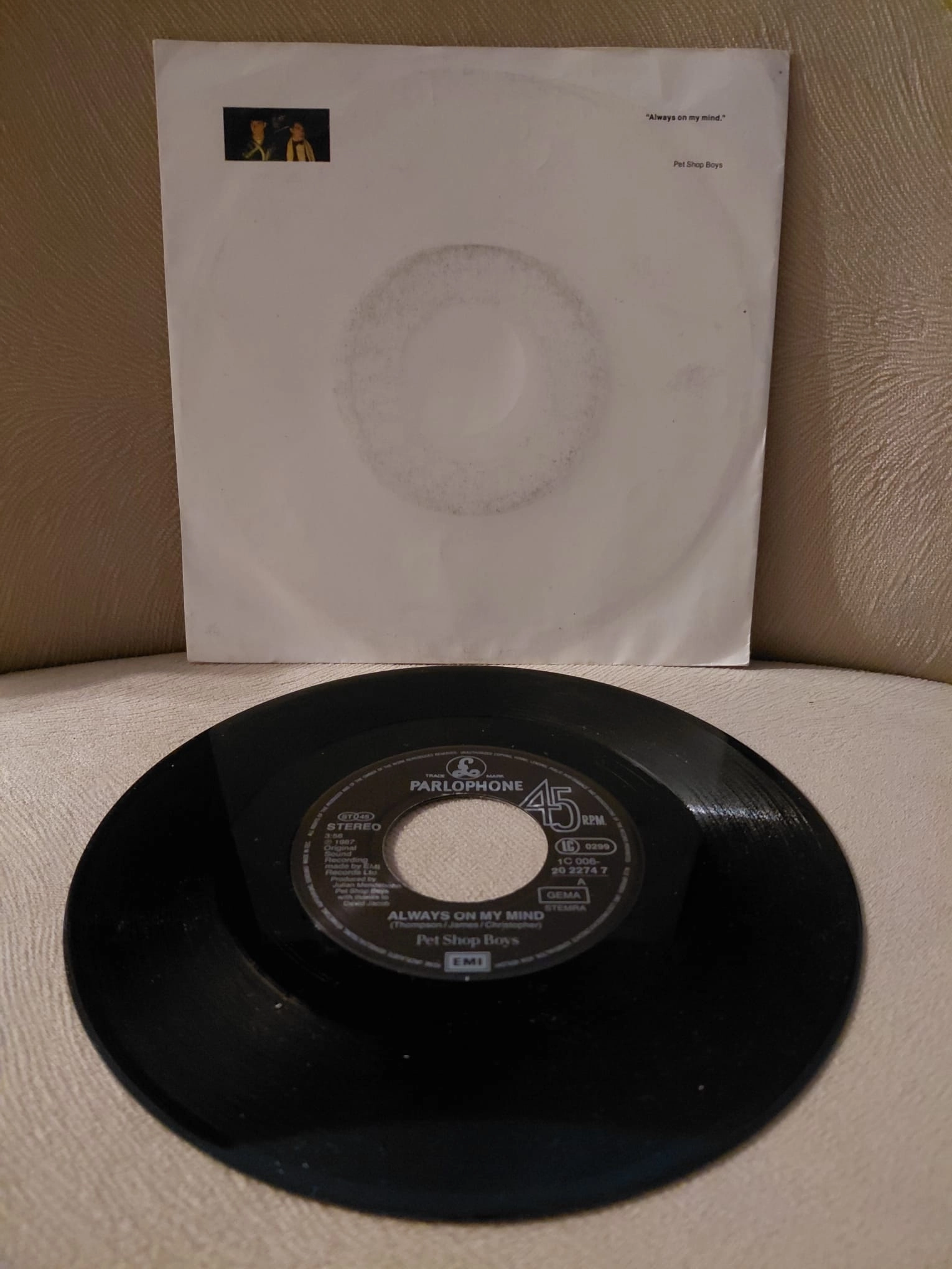 Pet Shop Boys  –  Always On My Mind -  1987 Almanya Basım 45lik Plak - Dönem Basımdır