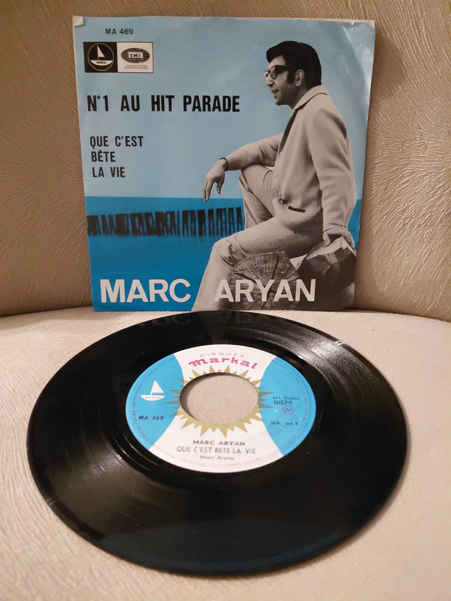 Marc Aryan  –  Nº1 Au Hit Parade -  1967  Belçika Basım 45lik Plak - Dönem Basımdır