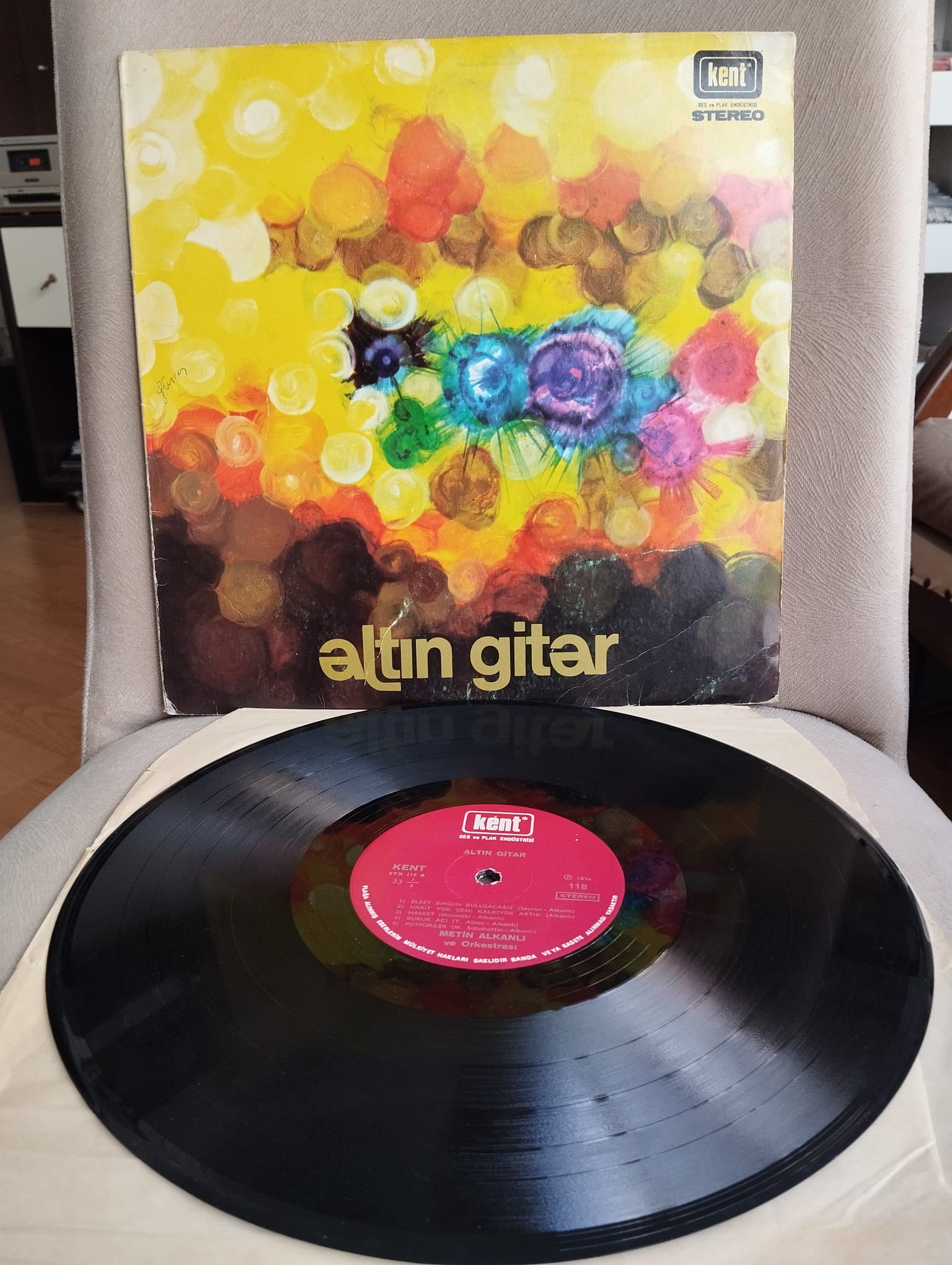 Metin Alkanlı Ve Orkestrası – Altın Gitar - 1974 Türkiye Basım LP Plak Albüm-2.el