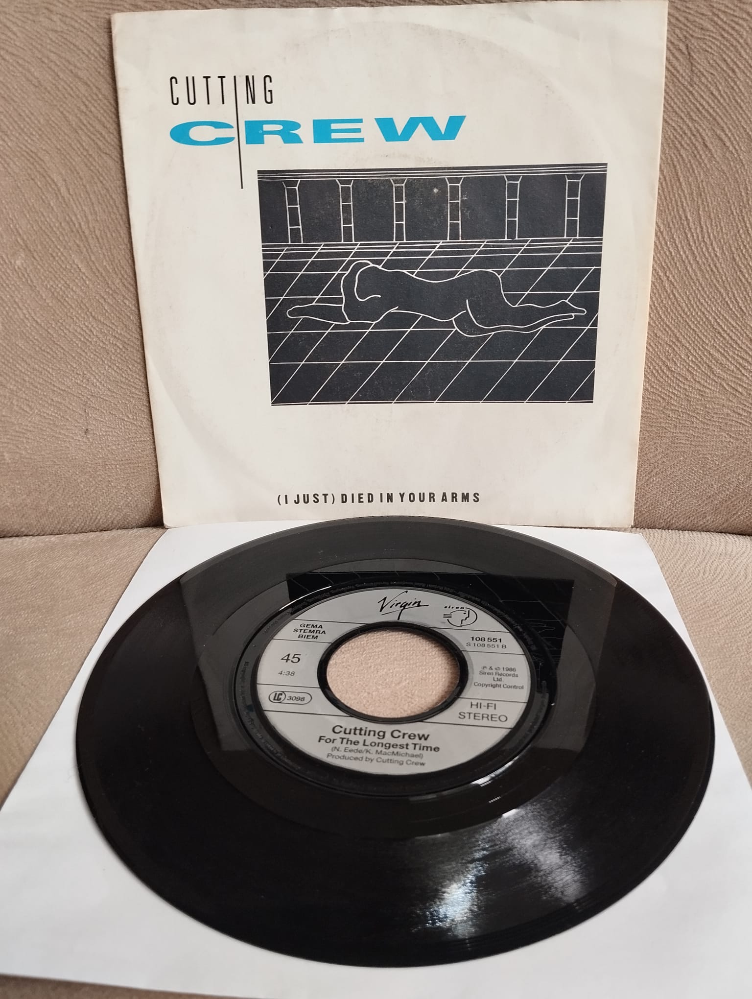 Cutting Crew – (I Just) Died In Your Arms -  1986  Almanya Basım 45 lik Plak