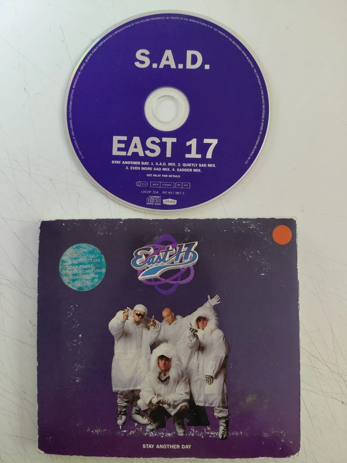 East 17 – Stay Another Day - 1994 Avrupa Basım CD  Single (Posterli)-2.el