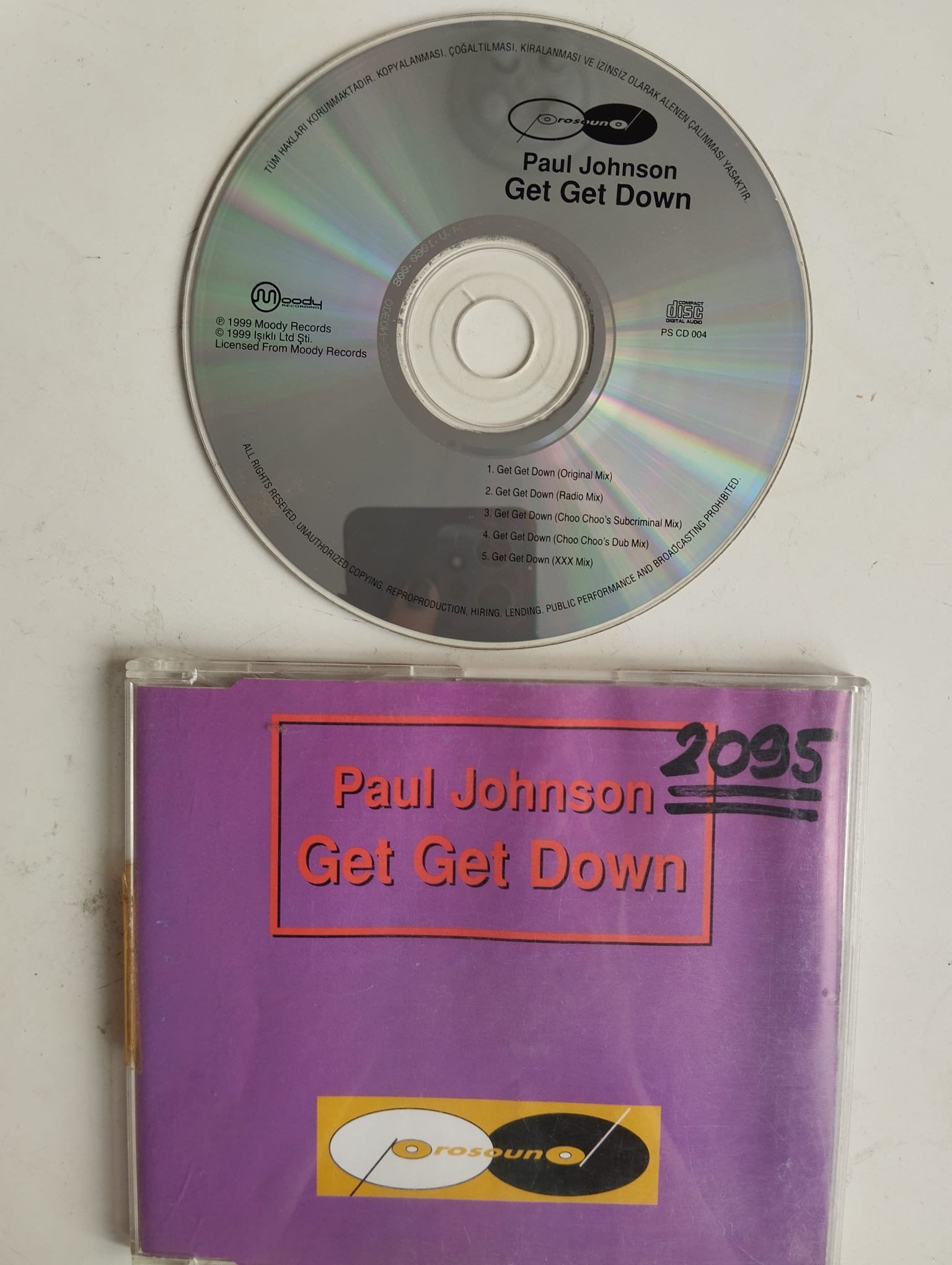 Paul Johnson – Get Get Down - 1999 Türkiye Basım - 2. El CD, Maxi-Single