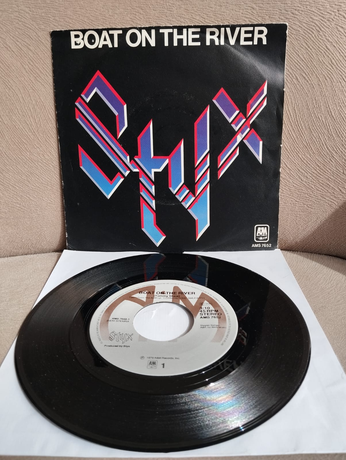 STYX - BOAT ON THE RIVER - 1980  HOLLANDA  BASIM 45 LİK PLAK-2.EL