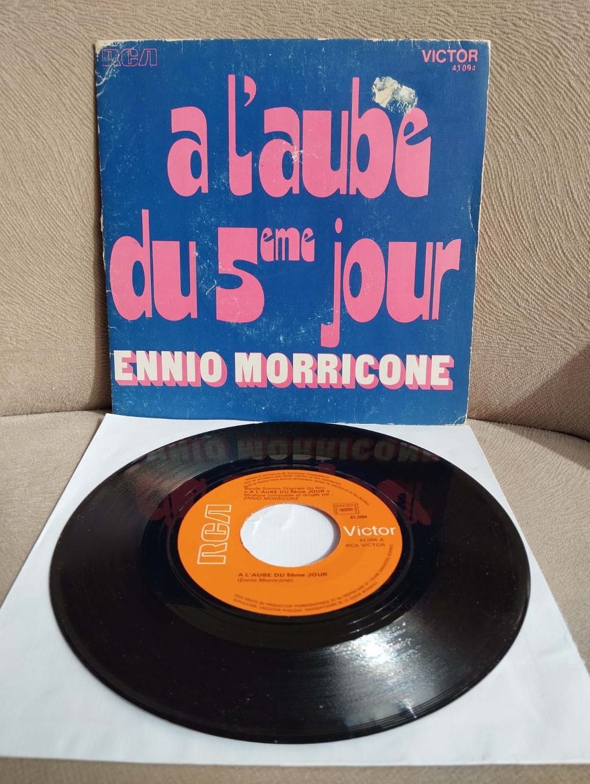 Ennio Morricone – A L’aube Du 5eme Jour -  1973 Fransa Basım 45 lik  Plak-2.el