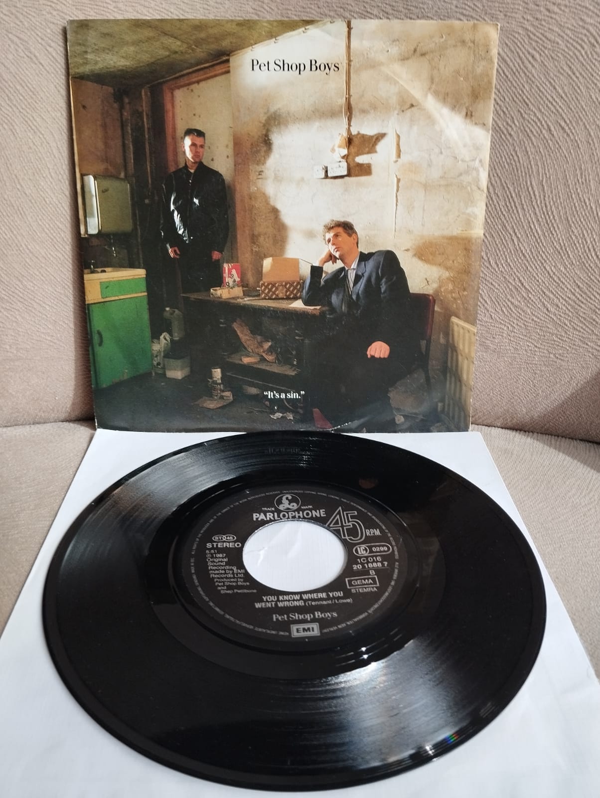 PET SHOP BOYS - IT’S A SIN - 1987 ALMANYA  BASIM 45 LİK PLAK-2.el