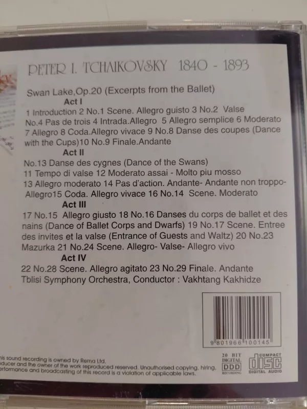 Tchaikosky - Swan Lake/ Kuğu Gölü  -  Avrupa Basım  CD Albüm-2.el