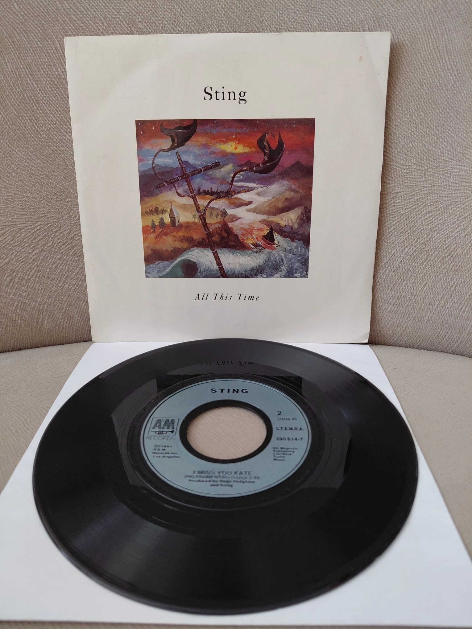 Sting   – All This Time -  1991  Fransa Basım  45’lik  Plak