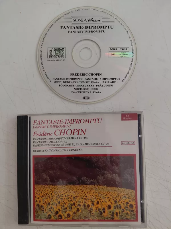 Chopin, Dubravka Tomsic, Ida Černecká – Fantasie - impromptu - 1988 Almanya Basım CD -2.el
