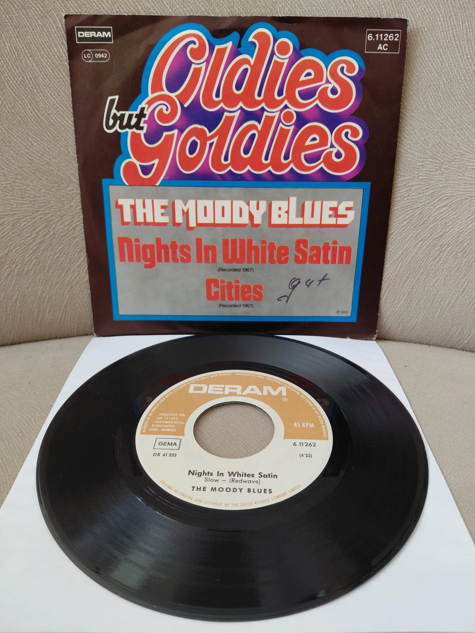 The Moody Blues  –  Nights In White Satin / Cities  -  1967  Almanya Basım  45’lik  Plak