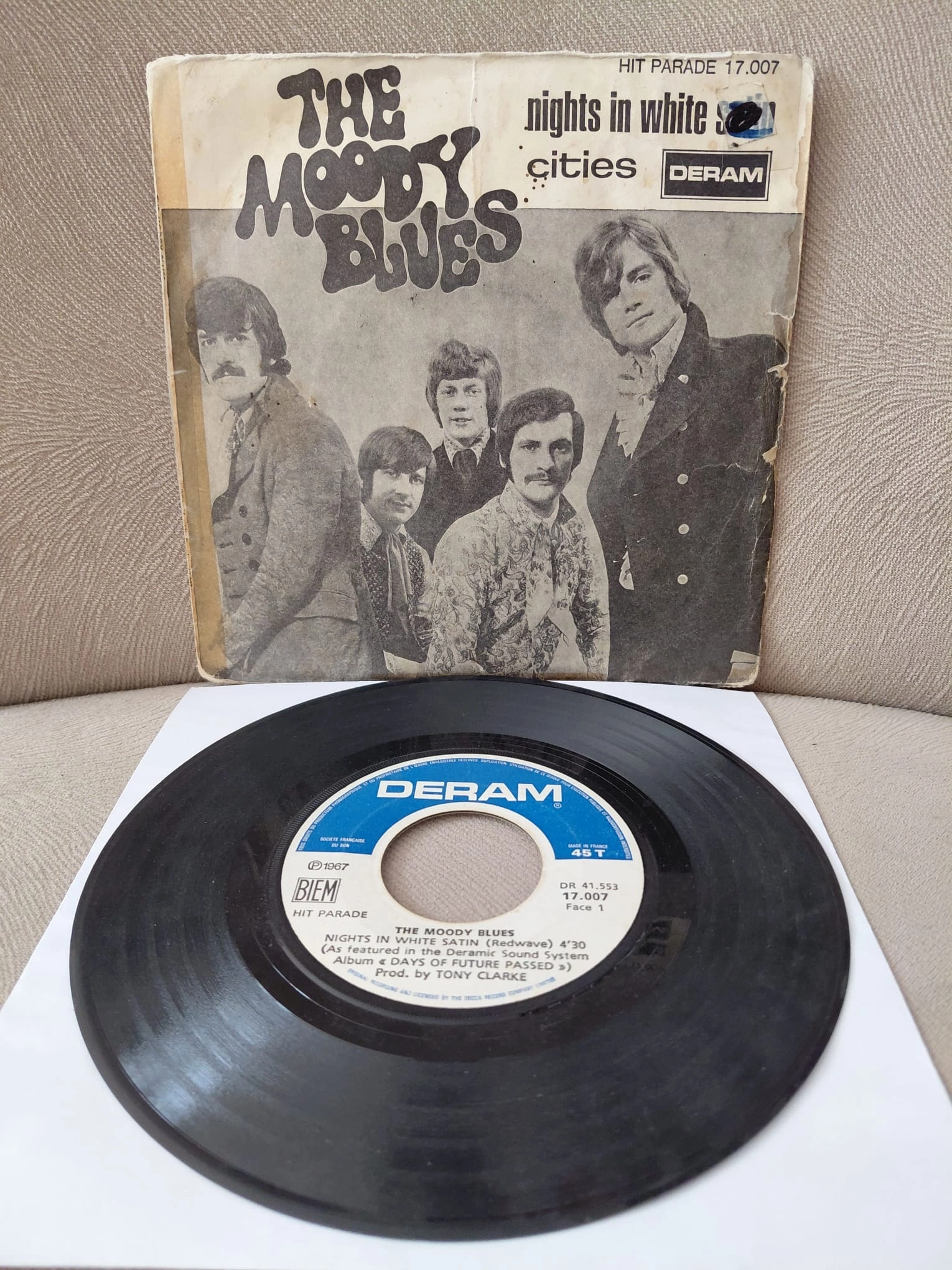 The Moody Blues  –  Nights In White Satin  -  1967  Fransa Basım  45’lik  Plak