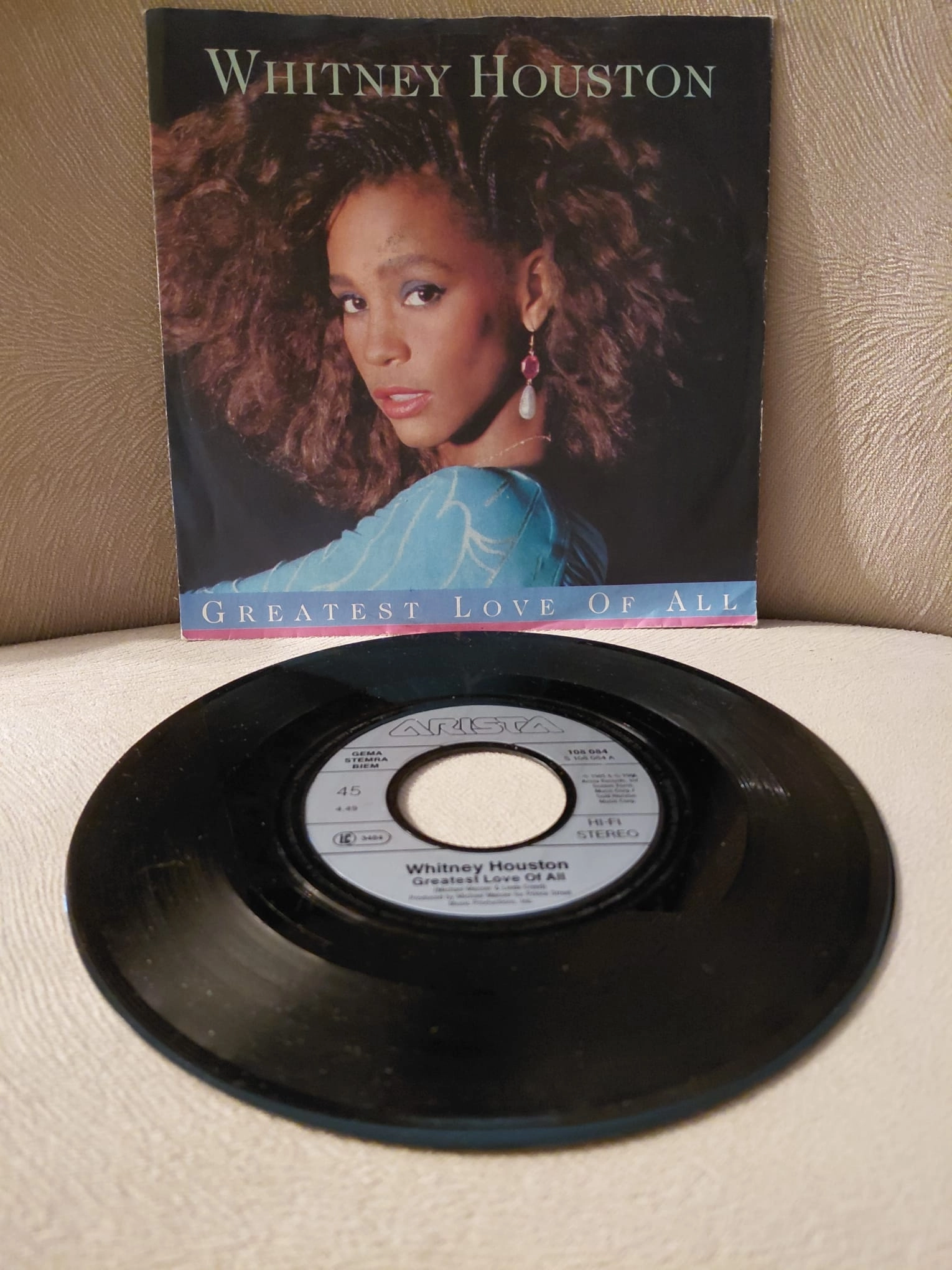 Whitney Houston  –  Greatest Love Of All -  1986  Almanya Basım 45lik Plak