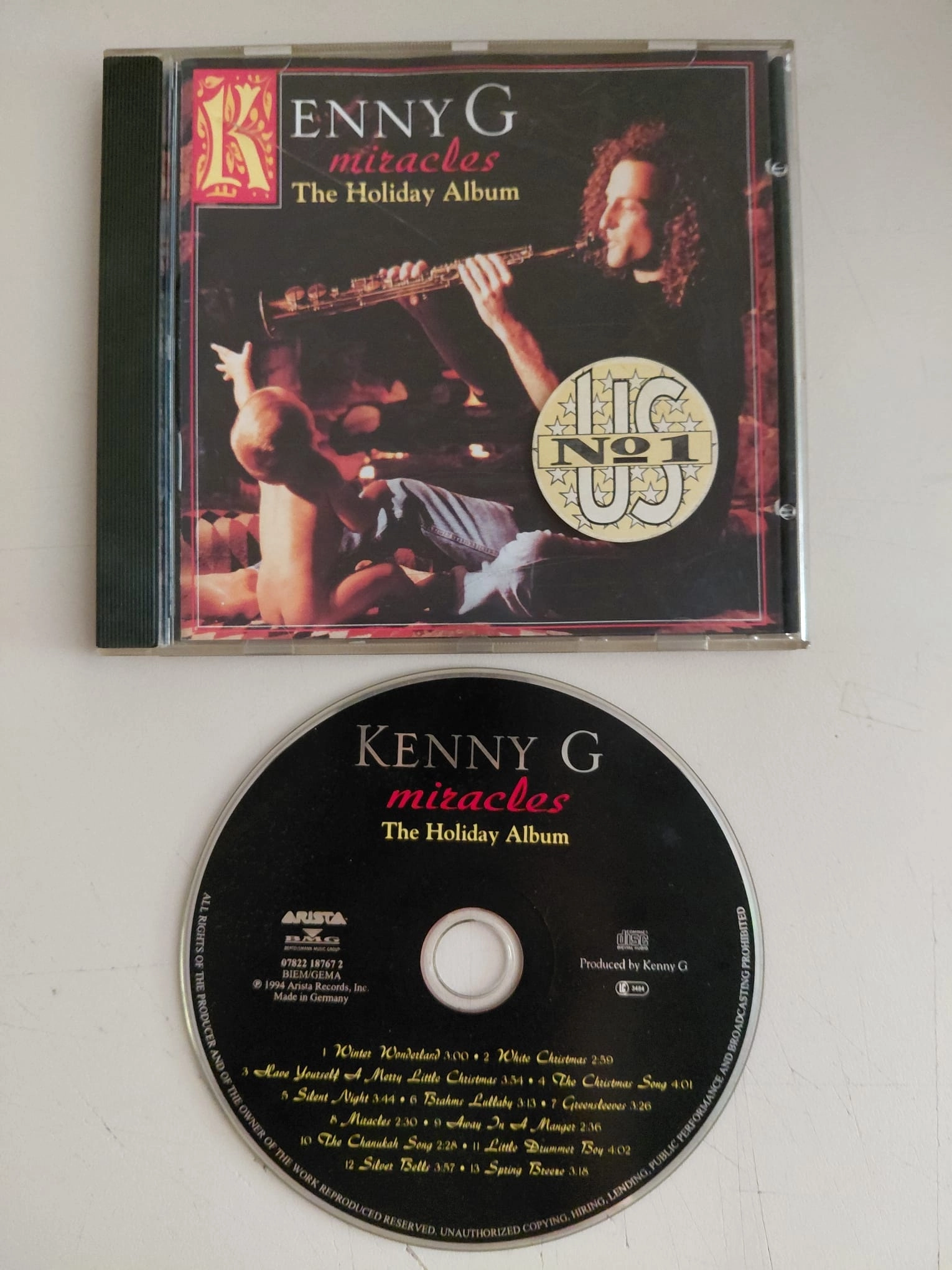 Kenny G  –  Miracles - The Holiday Album  - 1994  Avrupa  Basım CD Albüm