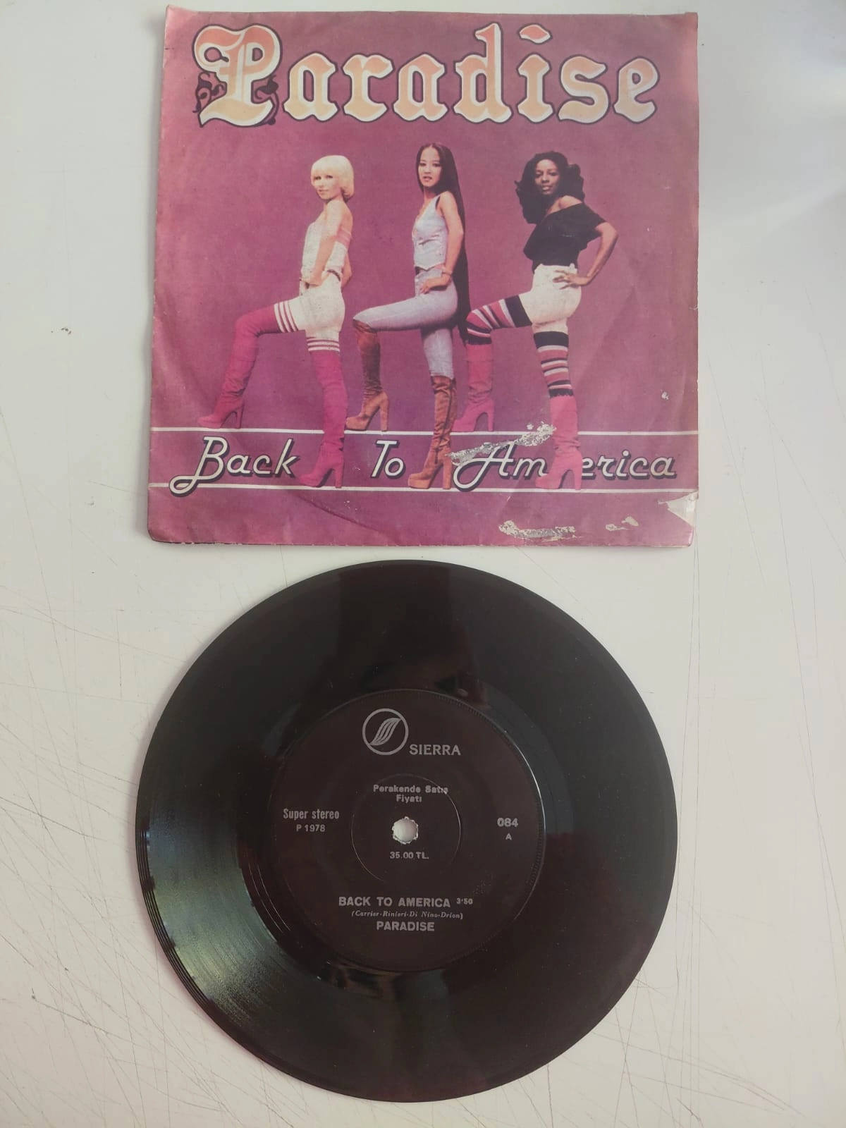 Paradise   –  Back To America -  1978 Türkiye Basım 45lik Plak-2.el