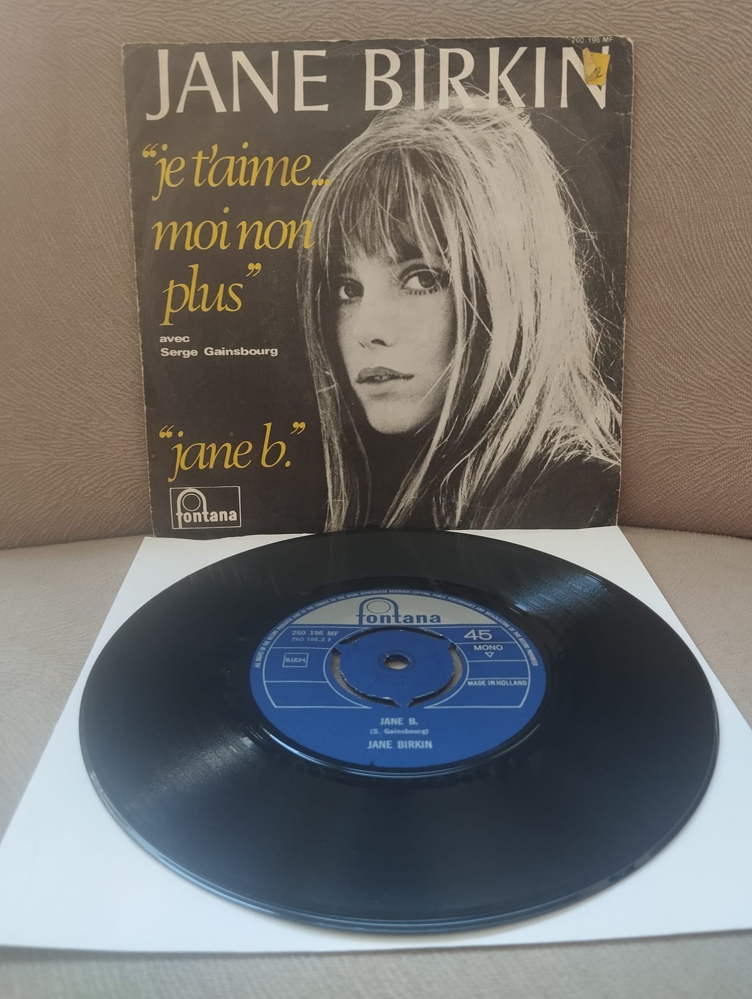 Jane Birkin – Je T’aime... Moi Non Plus / Jane B. - 1969 Hollanda Basım 45 lik Plak-2.EL