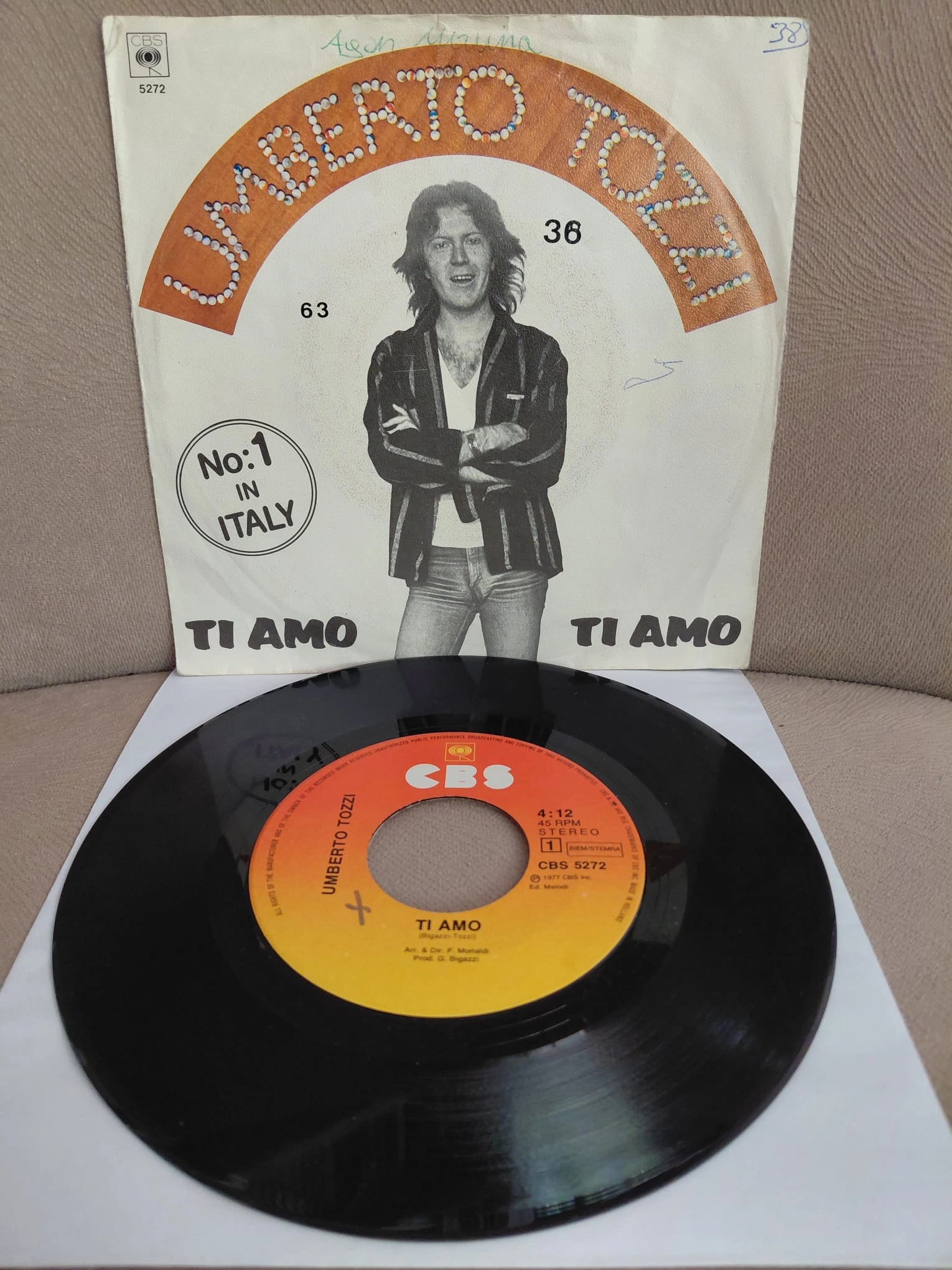 Umberto Tozzi  – Ti Amo  - 1977  Hollanda Basım 45’lik  Plak