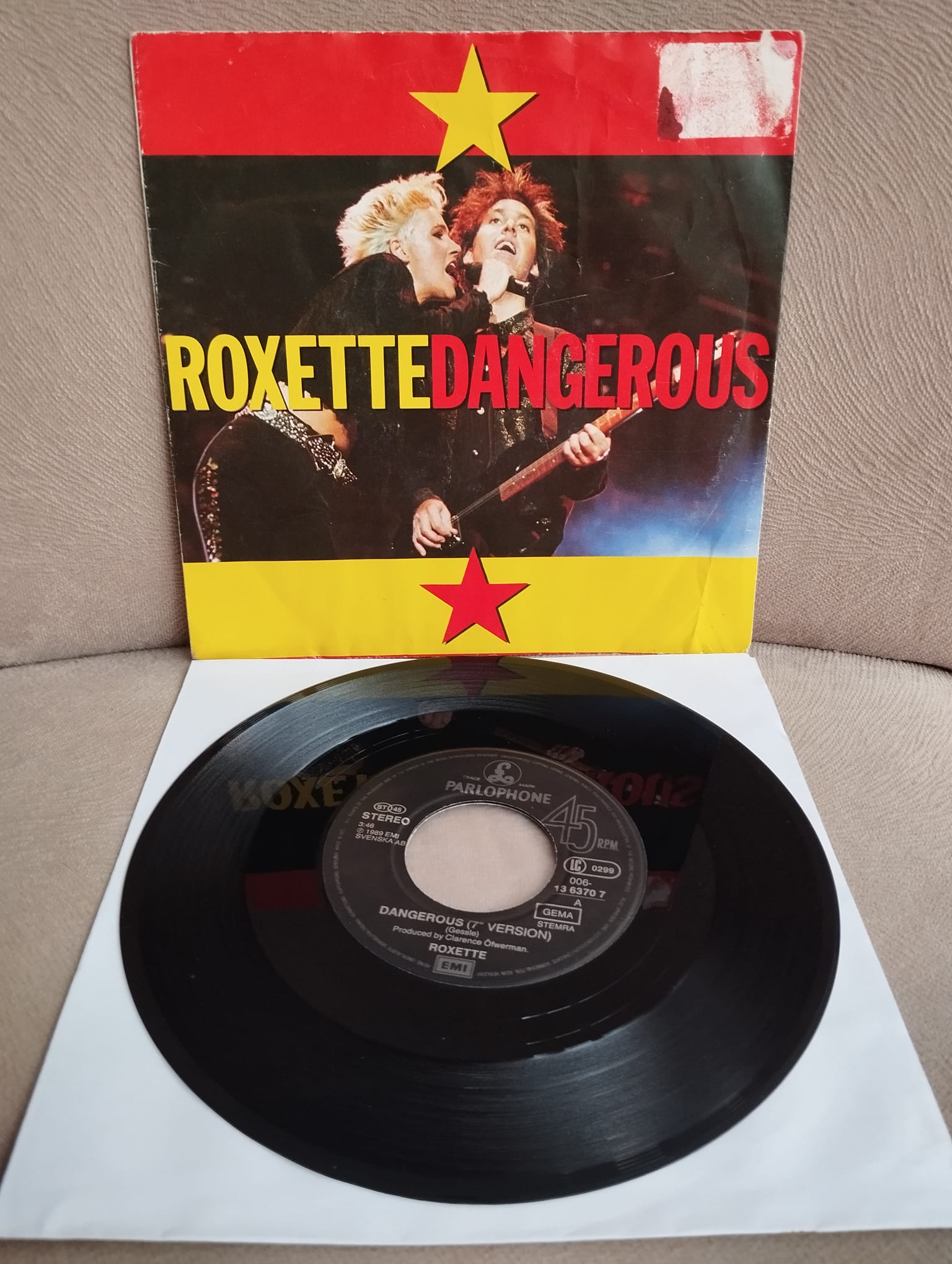 Roxette – Dangerous  - 1990  Avrupa Basım 45 lik Plak -2.el