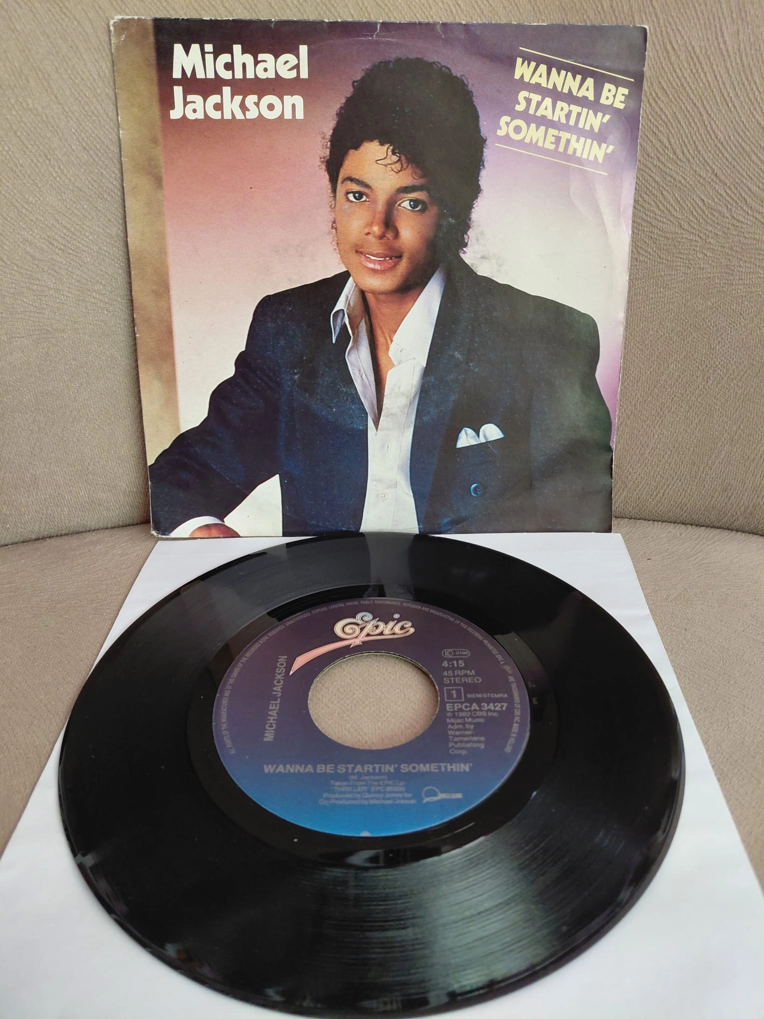MICHAEL JACKSON -  Wanna Be Startin’ Somethin’ - 1983  Hollanda Basım  45lik Plak-2.el