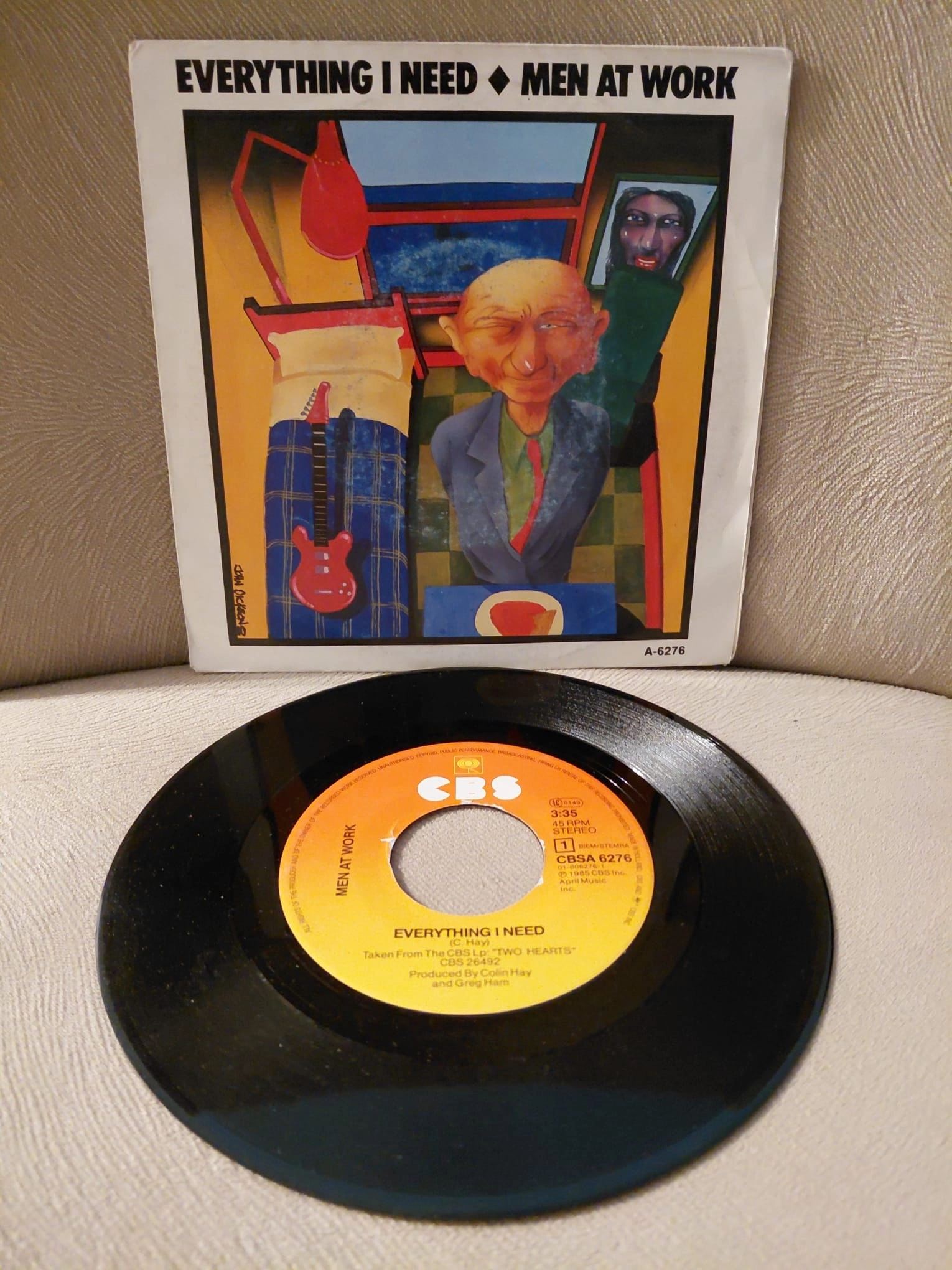 Men At Work  –  Everything I Need -  1985  Hollanda Basım 45lik Plak