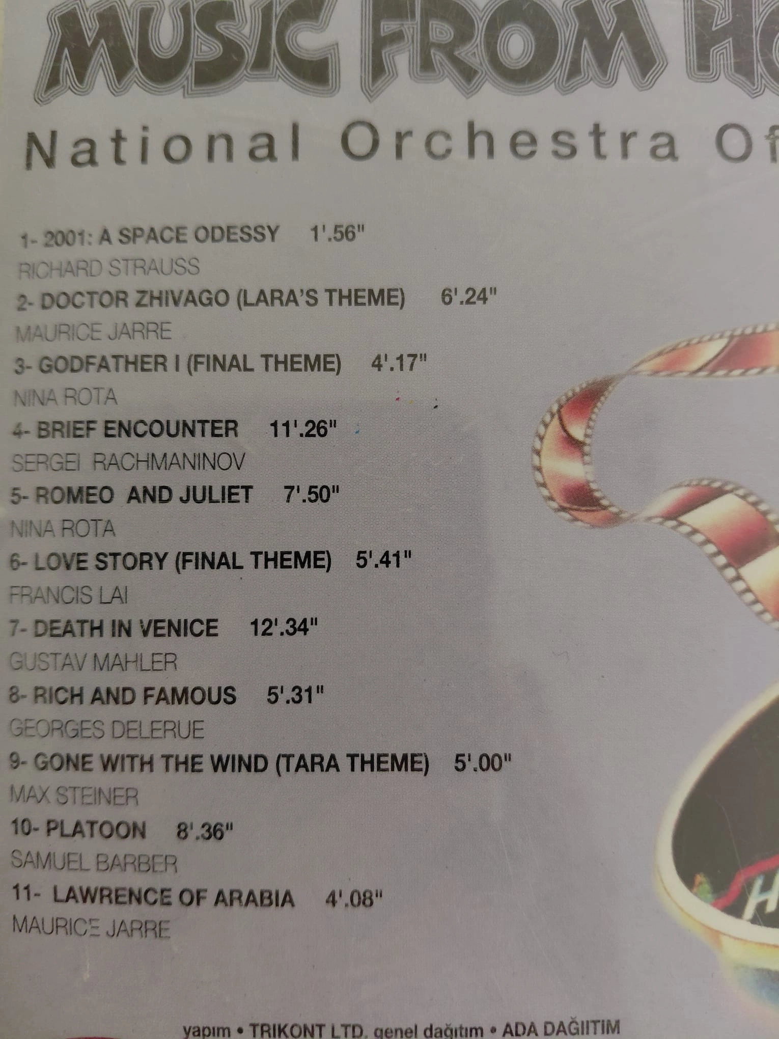 Music From Hollywood (Film Müzikleri /Godfather /Love Story ...) - Türkiye Basım  CD Albüm-2.el