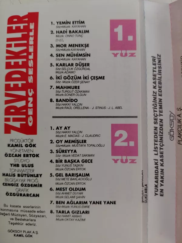 Zirvedekiler  – Genç Seslerle -  1991 Türkiye Basım  Kaset Albüm-2.el
