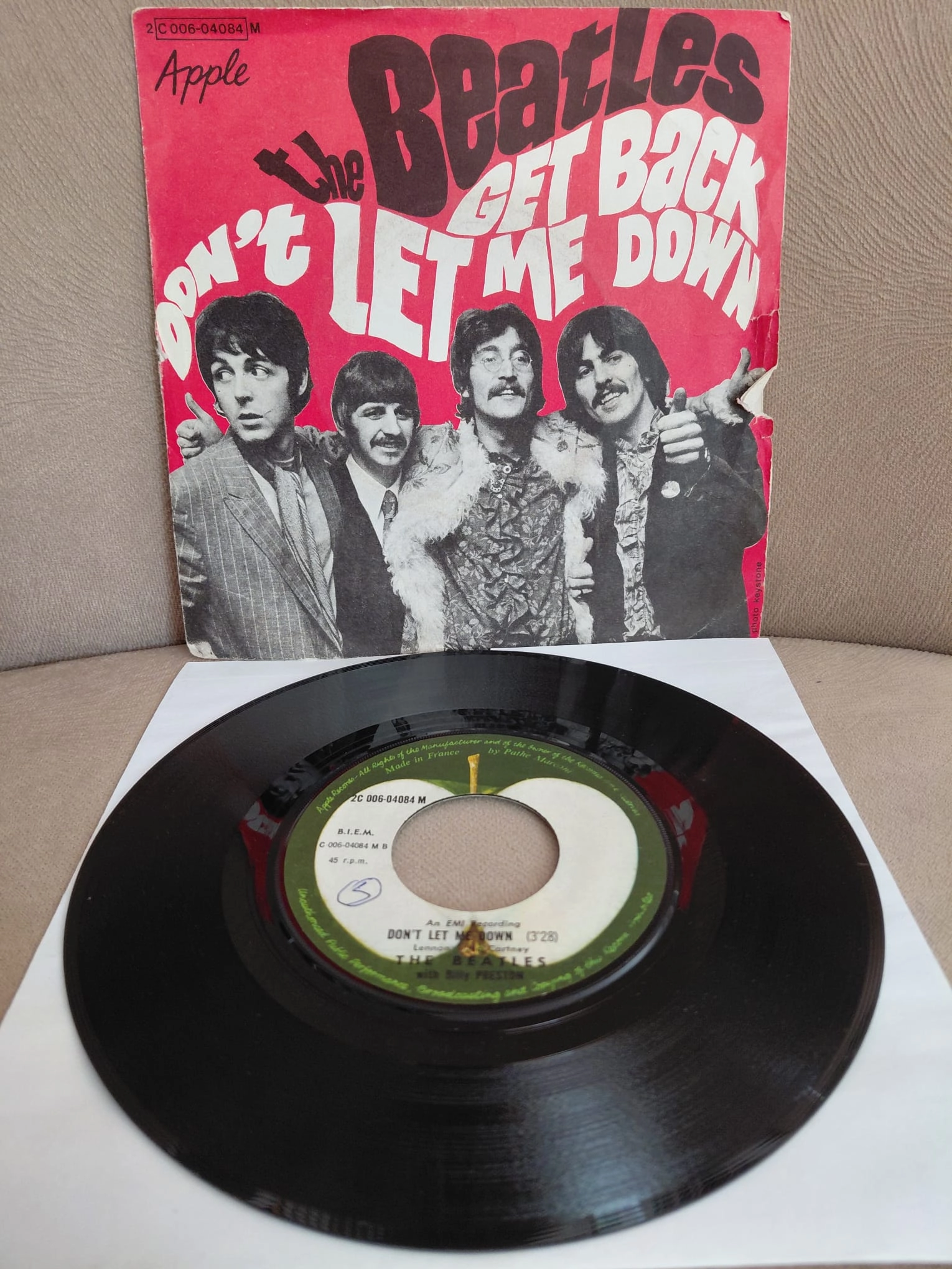 The Beatles With Billy Preston – Get Back / Don’t Let Me Down - 1969  Fransa  Basım 45’lik Plak-2.el