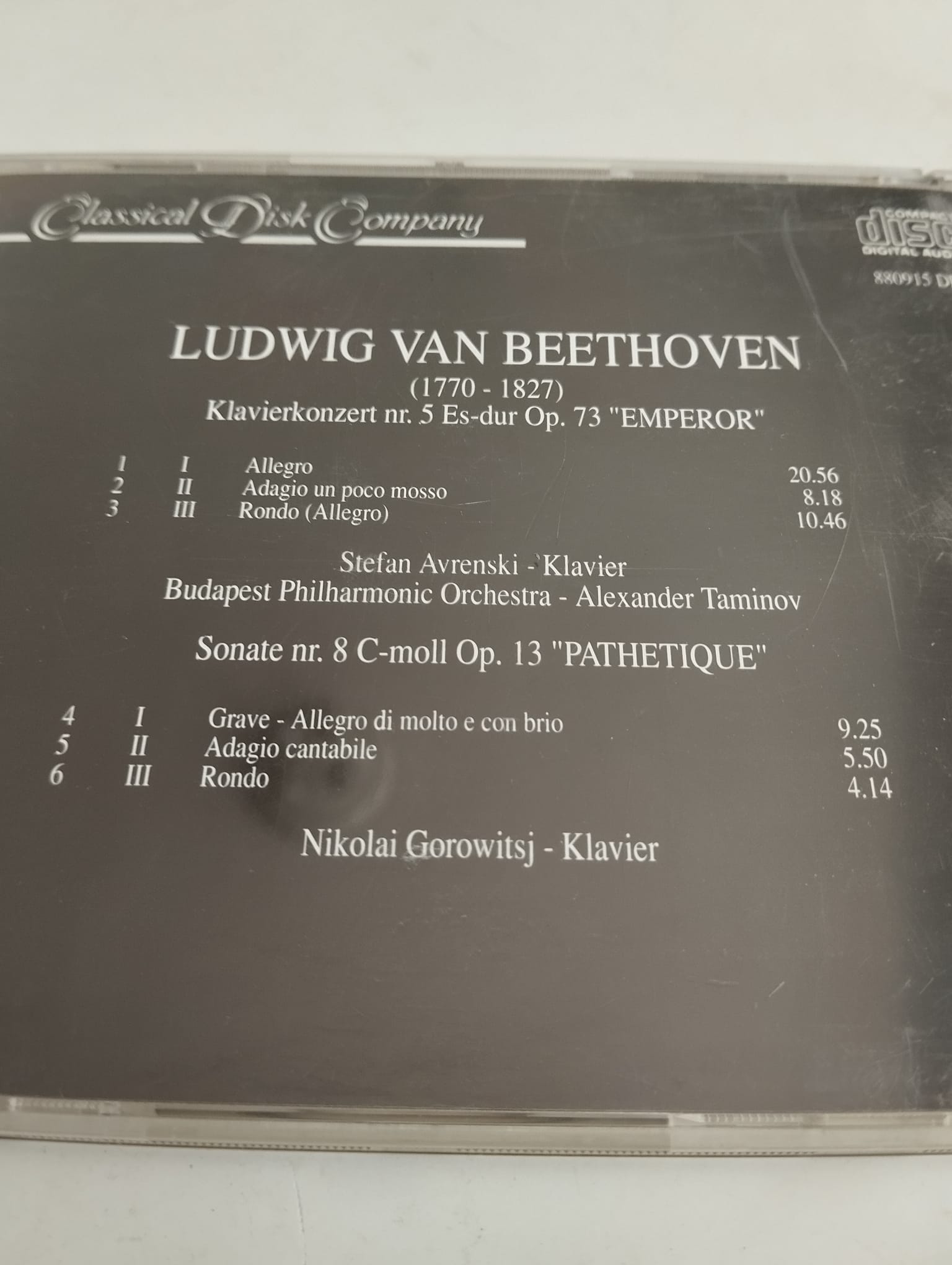 Ludwig Van Beethoven /Klavierkonzert nr.5 –  Avrupa Basım - 2. El CD Albüm