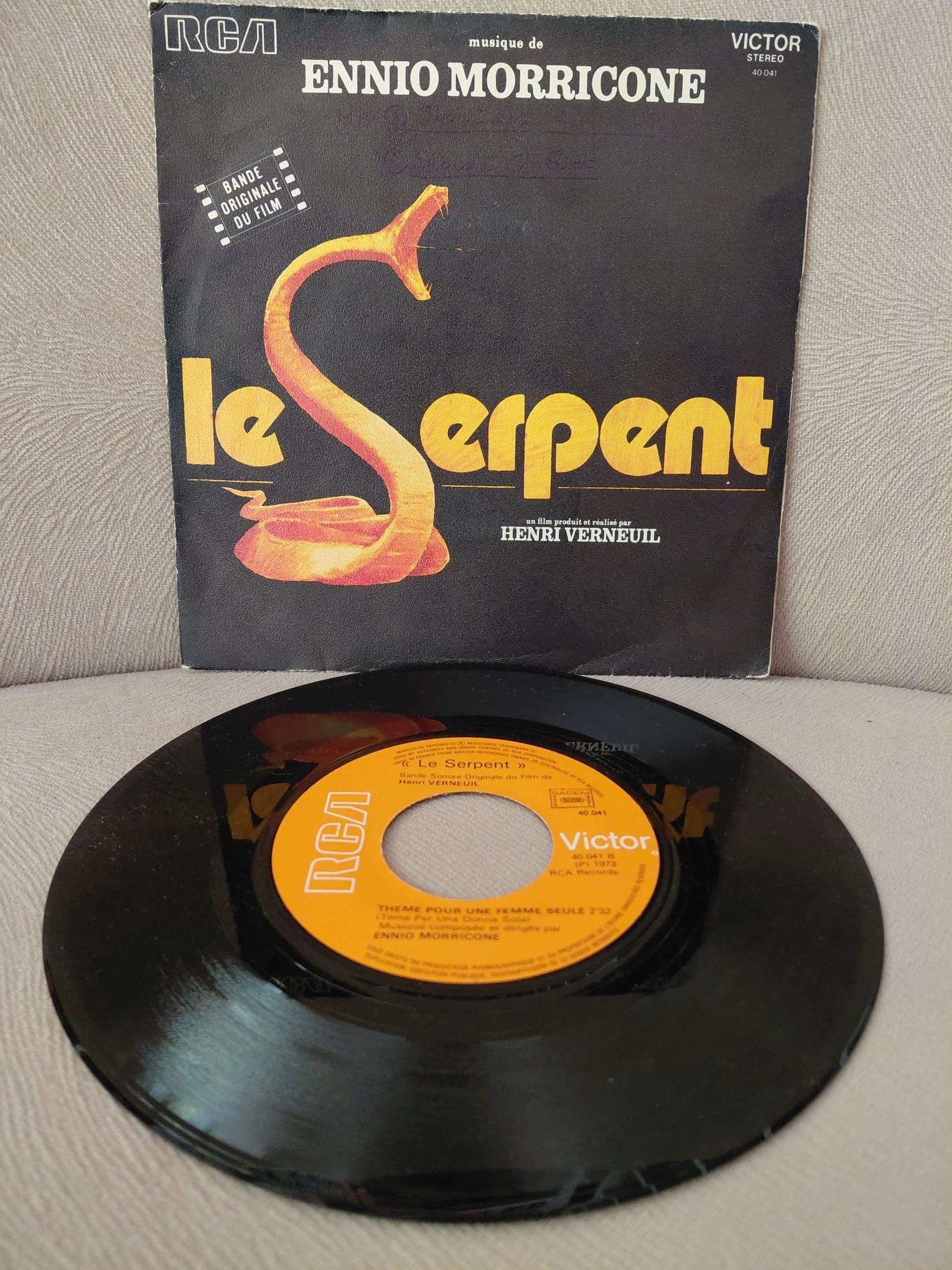 Ennio Morricone  –  Le Serpent (Soundtrack) -  1973  Fransa Basım  45’lik  Plak