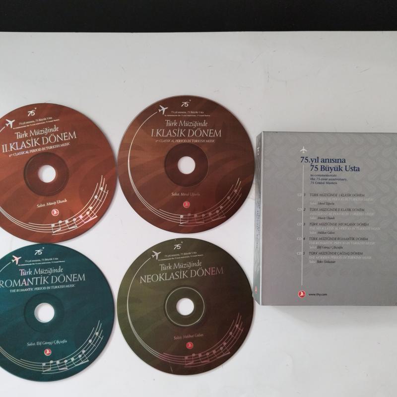THY / 75. YIL ANISINA 75 BÜYÜK USTA /    –   2009 Türkiye Basım  -  2. El 5X CD KİTAPCIKLI BOX