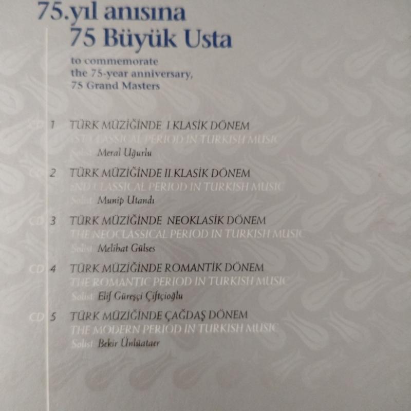 THY / 75. YIL ANISINA 75 BÜYÜK USTA /    –   2009 Türkiye Basım  -  2. El 5X CD KİTAPCIKLI BOX