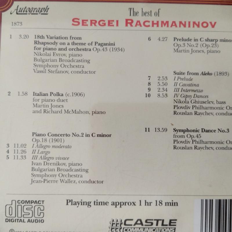 Rachmaninov – The Best Of Rachmaninov  - 1994 Avrupa Basım - 2. El  CD Albüm