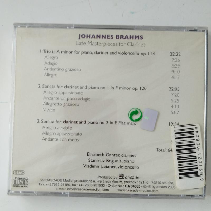Johannes Brahms / Late Masterpieces For Clarinet  -  Yurtdışı Basım - 2. El CD Albüm / Ambalajlı