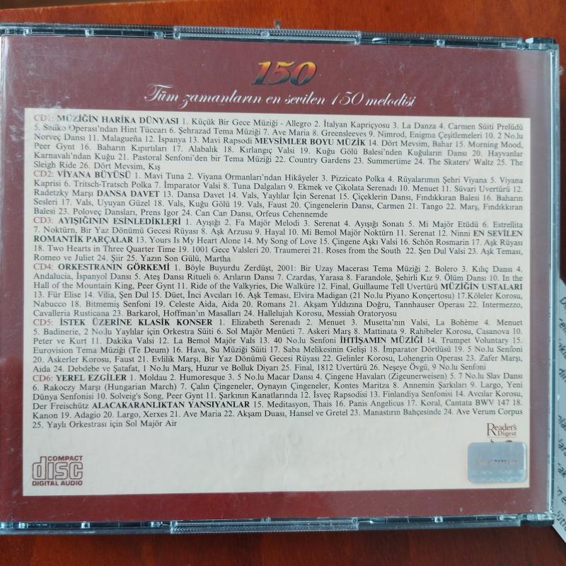 150 - Tüm Zamanların En Sevilen 150 Melodisi  -   Türkiye  Basım - 2. El  6XCD Box Albüm