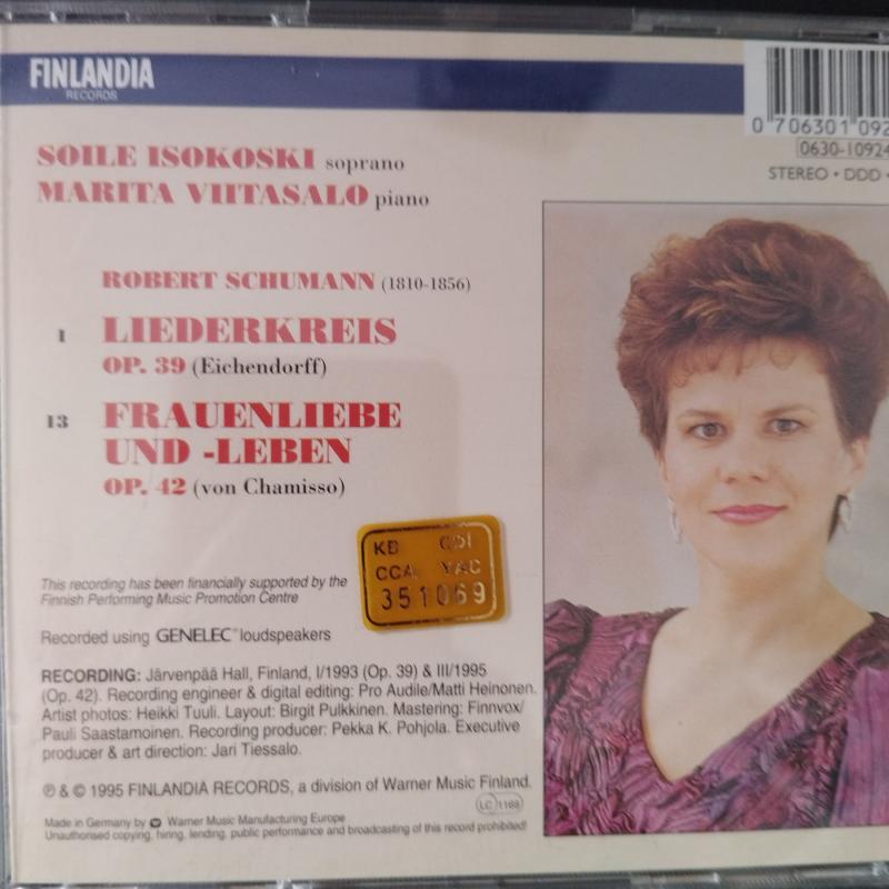 Solile İsokoski-Marita Viltasalo / Schumann -Liederkreis-Frauenliebe-Und leben  -  1995 Finlandiya   Basım - 2. El CD Albüm