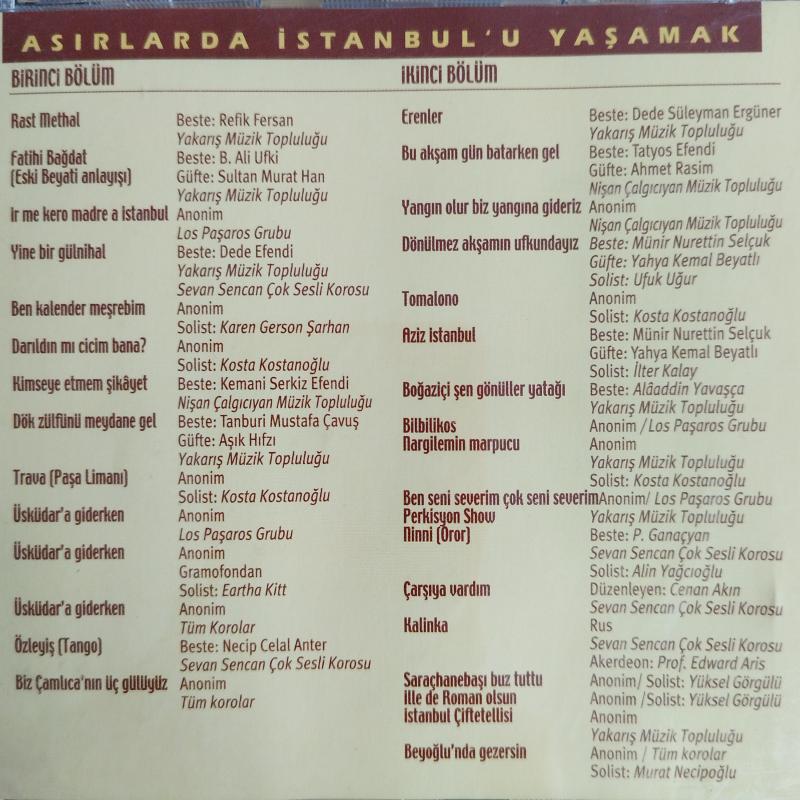 Asırlarda İstanbul’u Yaşamak -  Türkiye Basım -  2.El 2XCD  Albüm