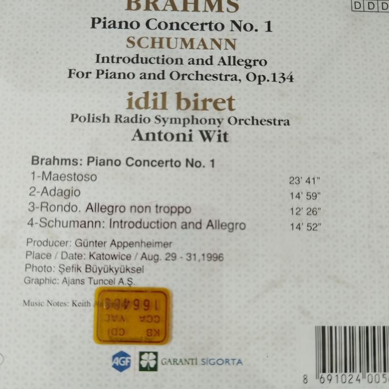 Brahms / Schumann  - İdil Biret / Piano - 1996  Türkiye Basım-  2. El CD Albüm
