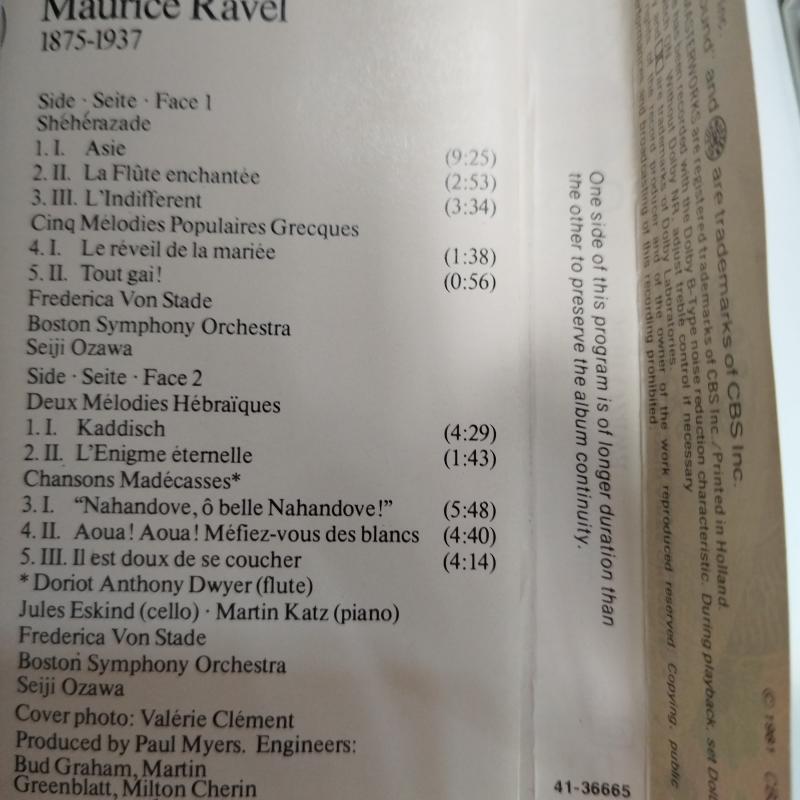 Ravel / Frederica von Stade, Seiji Ozawa, Boston Symphony Orchestra –  1981 Hollanda Basım 2. El Kaset