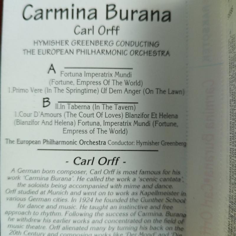 Carmina Burana / Carl Orff  - 1995 Türkiye Basım 2. El Kaset