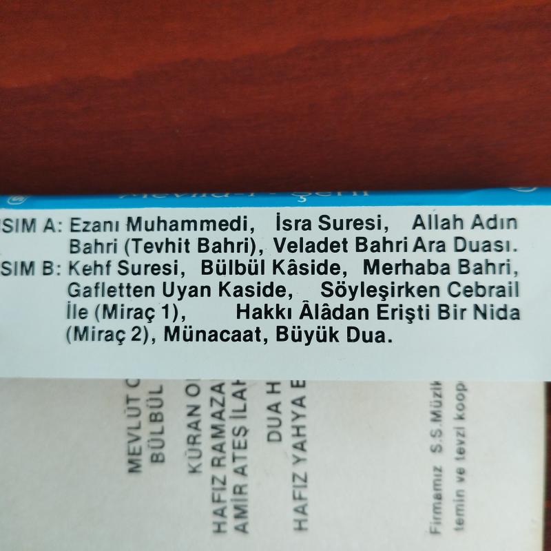 İSMAİL BÜLBÜL’DEN MEVLİDİ ŞERİF - Türkiye Basım 2. El Kaset ( Kağıt Baskı)