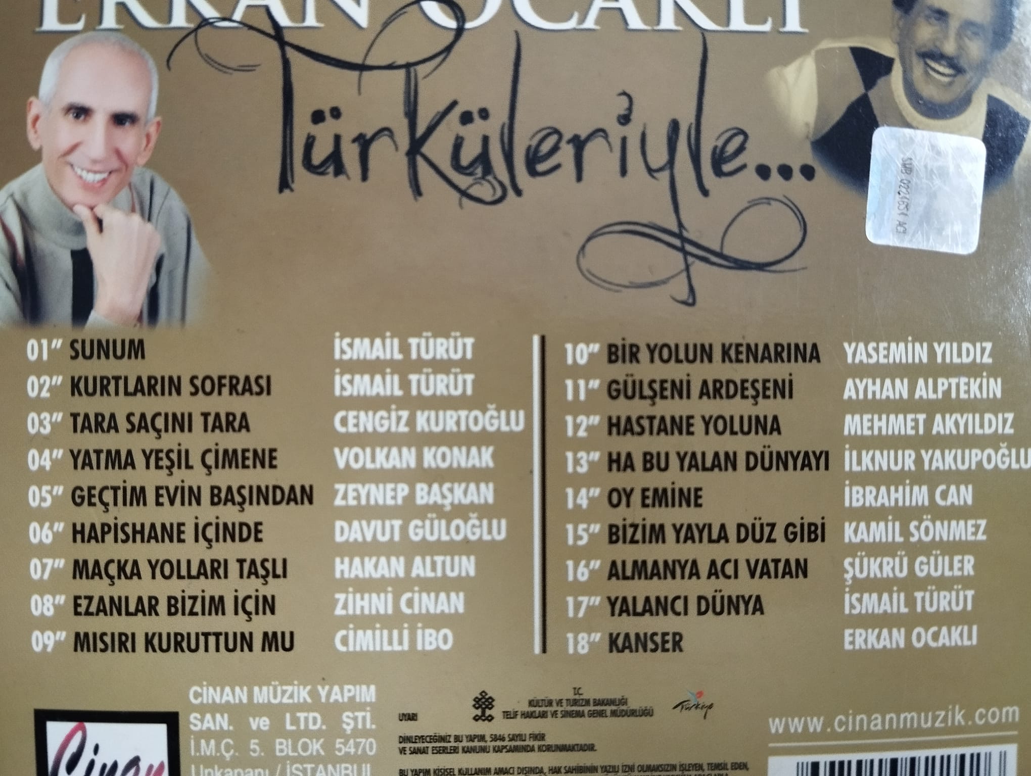 Erkan Ocaklı Türküleriyle - Türkiye Basım 2. El  CD Albüm