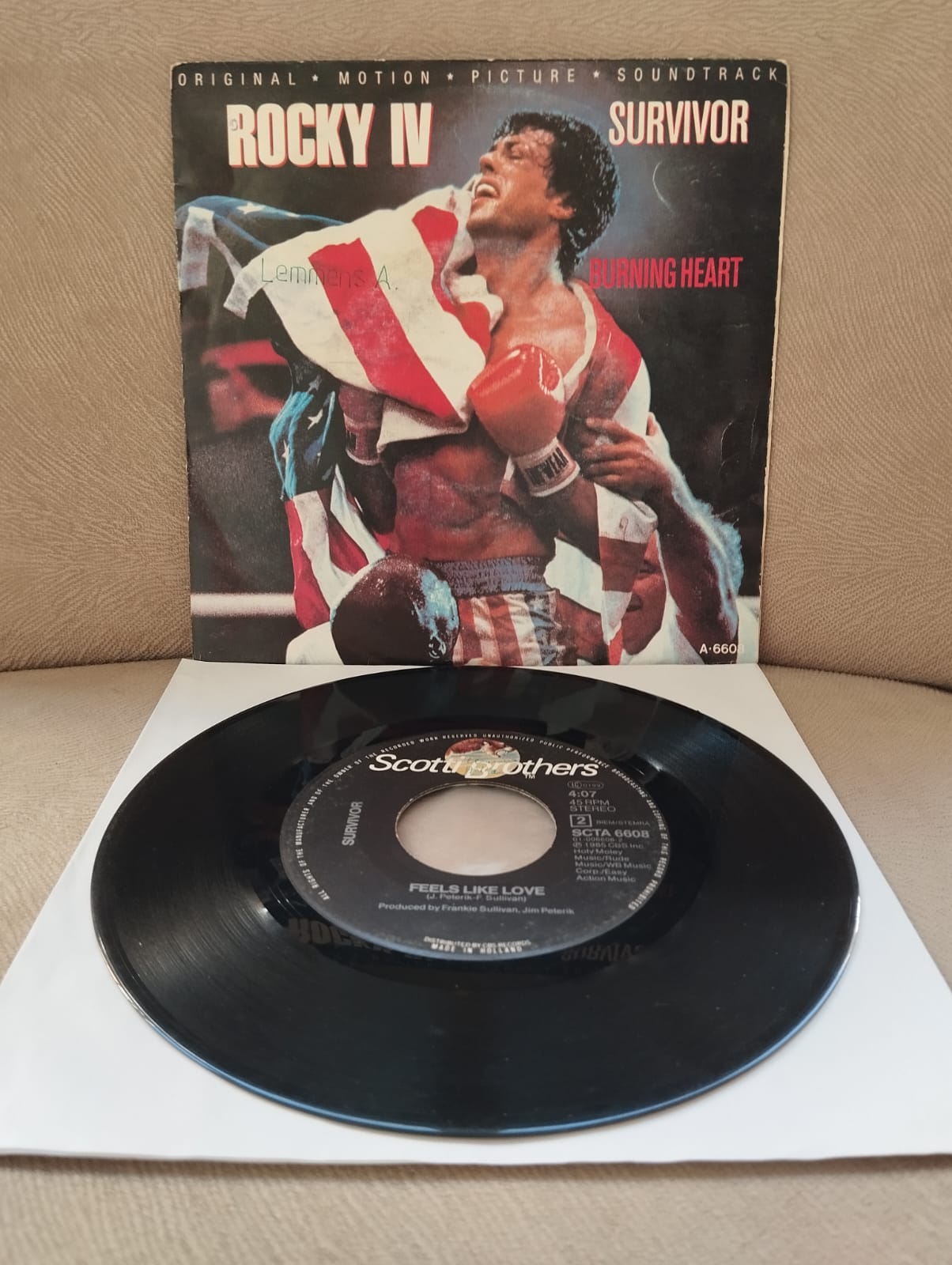SURVIVOR - BURNING HEART - (ROCKY IV SOUNDTRACK) - 1985 HOLLANDA BASIM PLAK-2.el